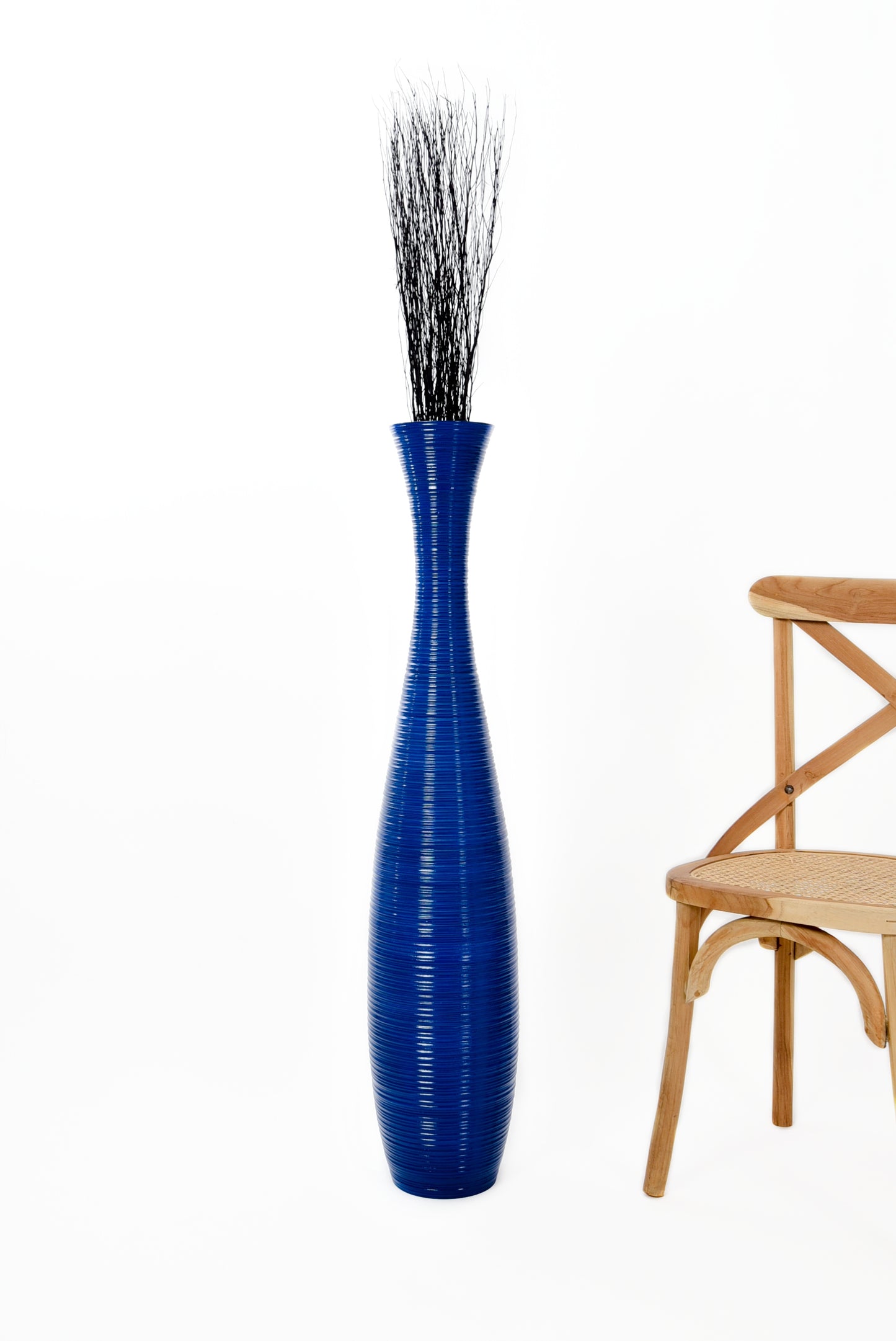 Large Mango Wood Floor Vase – Handcrafted Decorative Highlight from Thailand, 105 cm