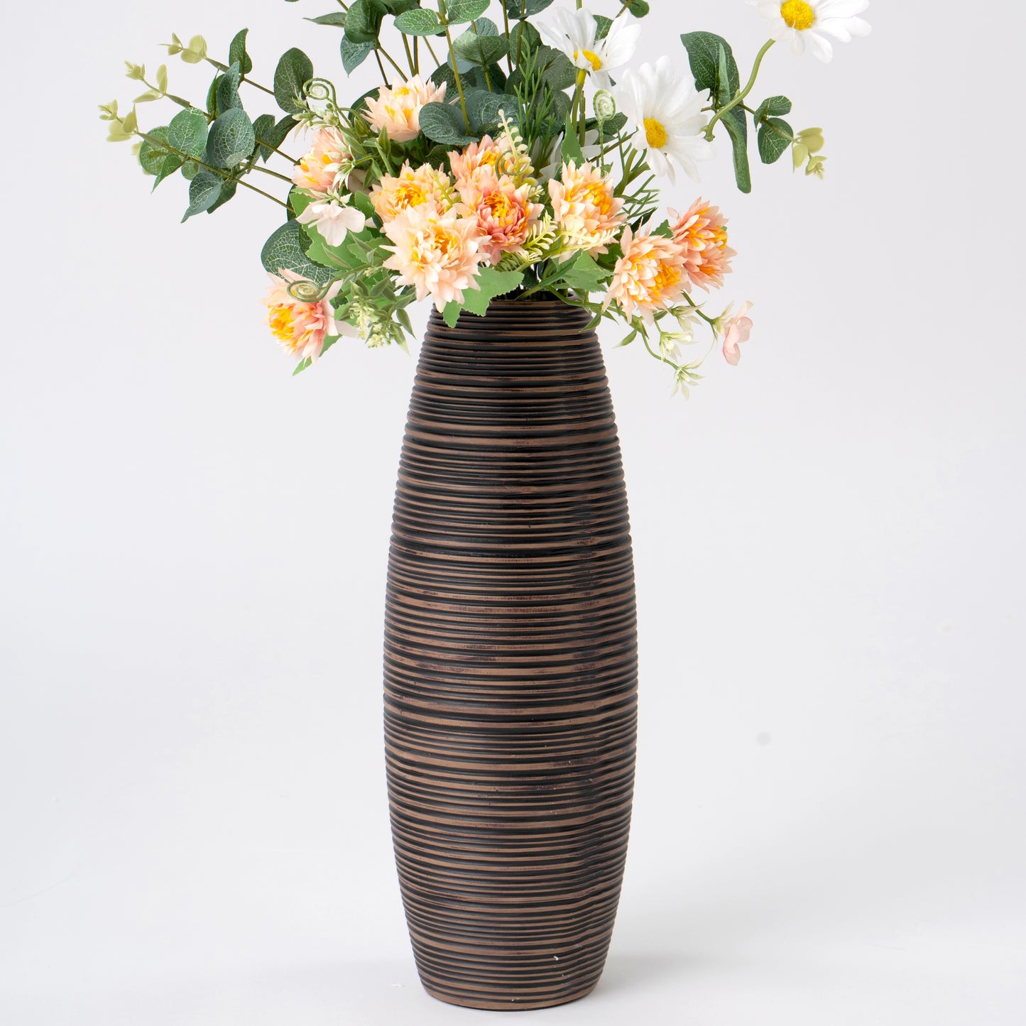 Compact Resin Vase – Stylish Waterproof Decorative Vase for Floor, Table or Shelf, brown, 34 cm