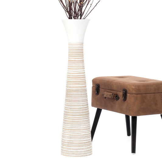 Large Mango Wood Floor Vase – Handcrafted Decorative Highlight from Thailand, 85 cm