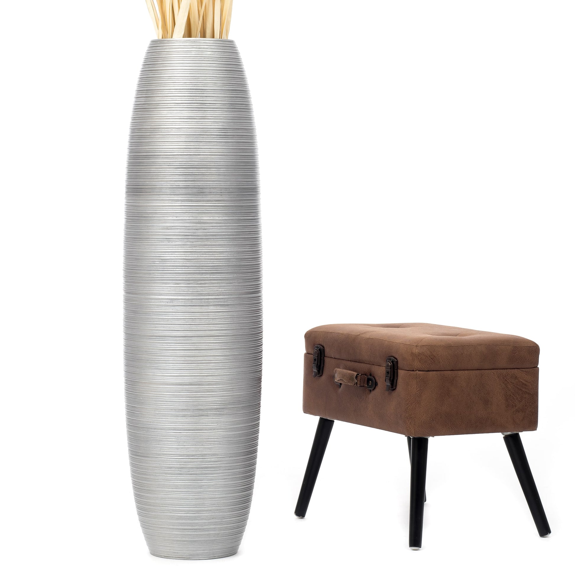 Large Mango Wood Floor Vase – Handcrafted Decorative Highlight from Thailand, 105 cm