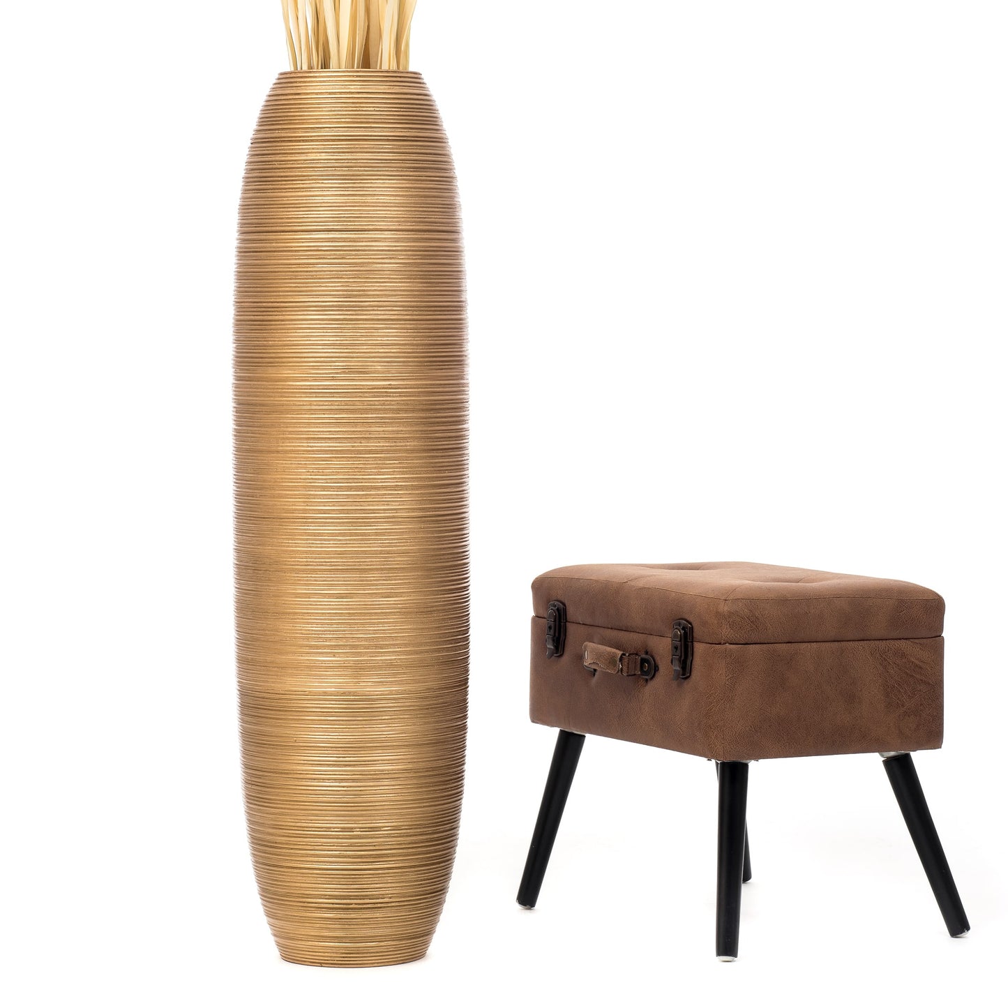 Large Mango Wood Floor Vase – Handcrafted Decorative Highlight from Thailand, 105 cm