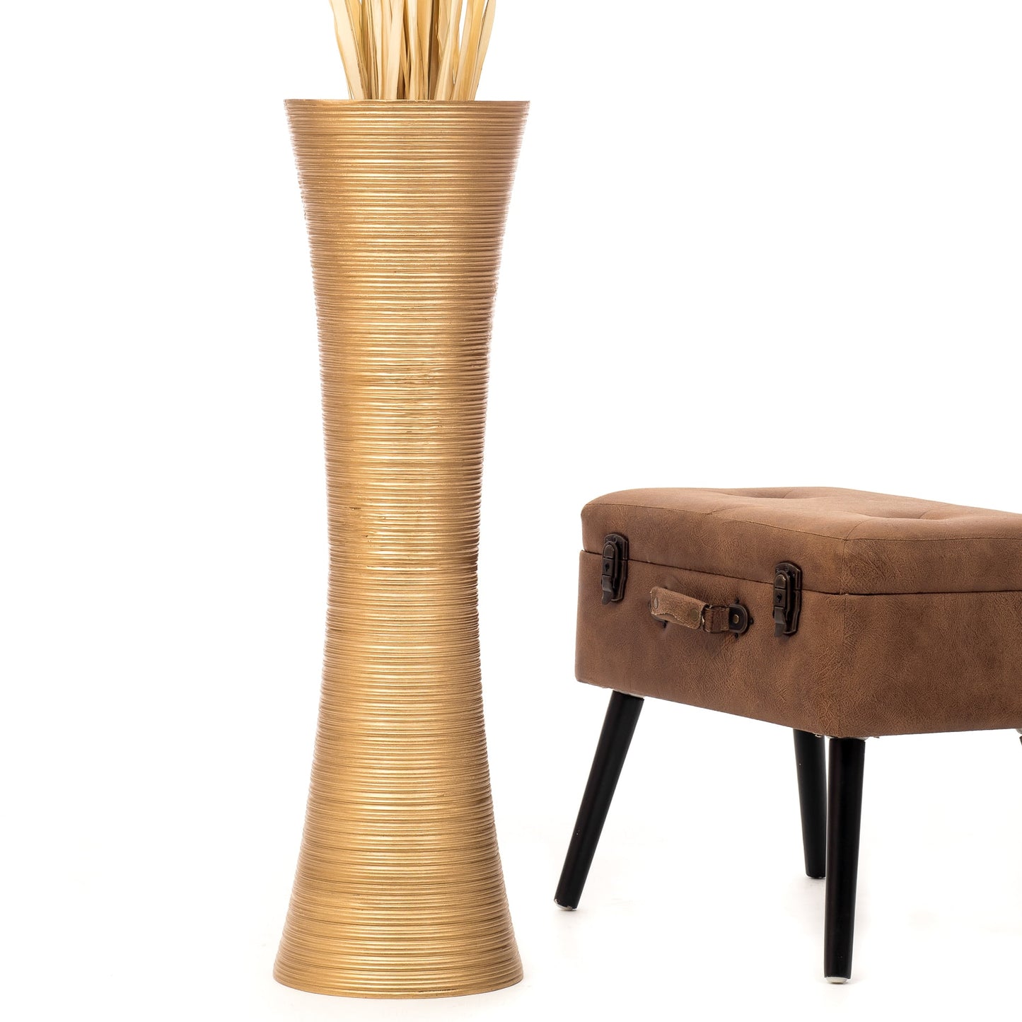 Large Mango Wood Floor Vase – Handcrafted Decorative Highlight from Thailand, 85 cm