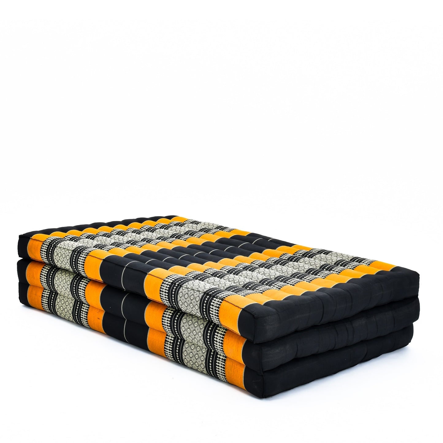Kapok Folding Mattress – Thick Cotton Padded Guest Bed for Home, Sleeping & Mindfulness Corner, Sf03 - Black, Orange, L: 200x100 cm