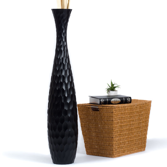 Large Mango Wood Floor Vase – Handcrafted Decorative Highlight from Thailand, 105 cm