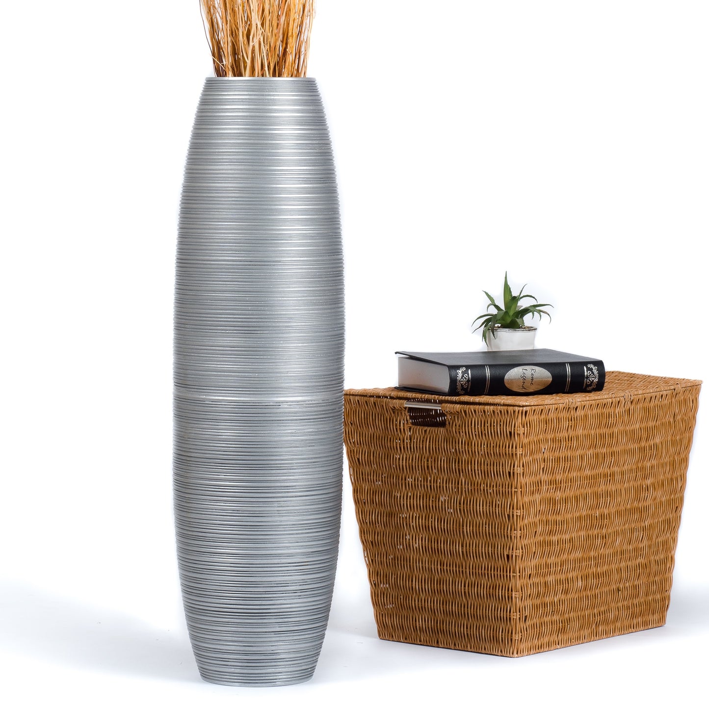 Large Mango Wood Floor Vase – Handcrafted Decorative Highlight from Thailand, 85 cm