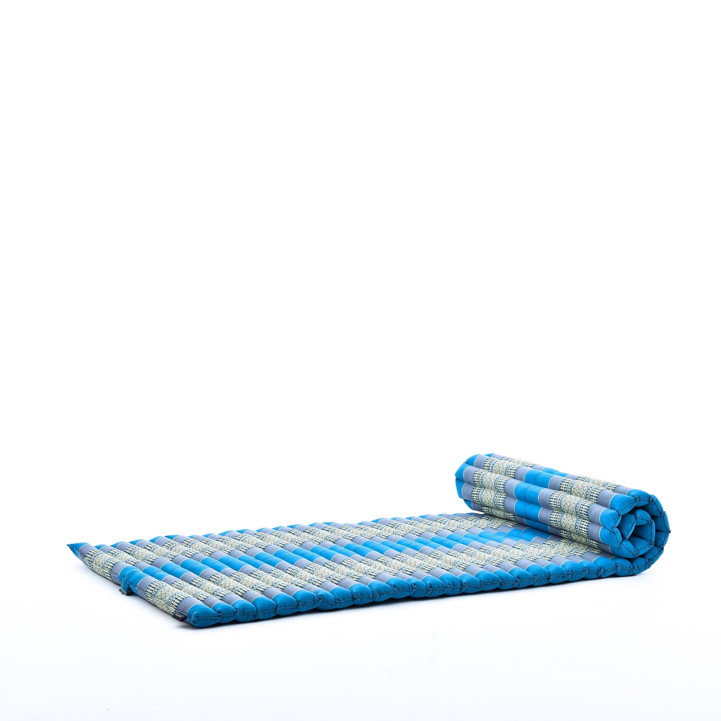 Kapok Roll-Up Mattress – Foldable Sleeping & Relax Mat with Cotton Cover for Home & Outdoor Use, Sf22 - Blue, M: 190x70 cm