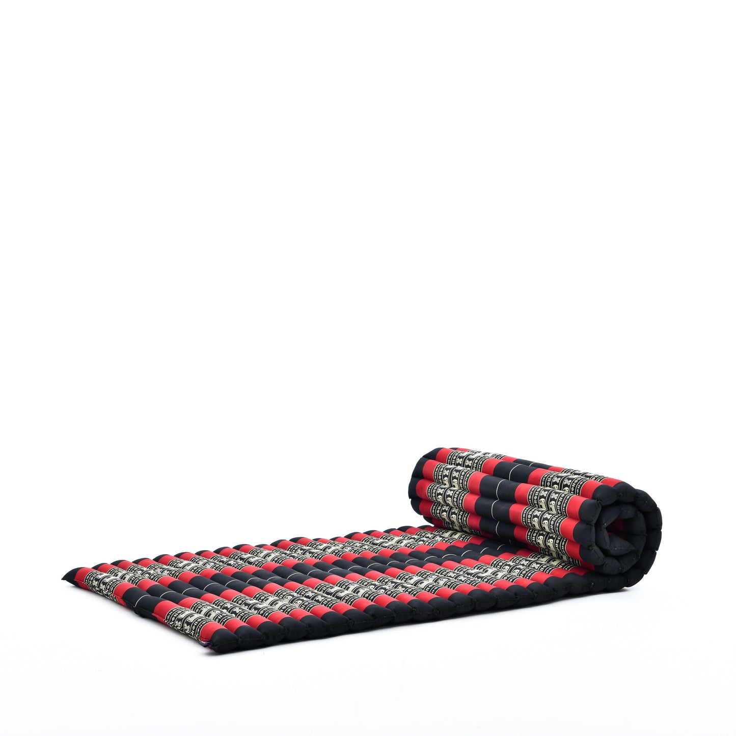 Kapok Roll-Up Mattress – Foldable Sleeping & Relax Mat with Cotton Cover for Home & Outdoor Use, Sf13 - Red, Black, M: 190x70 cm