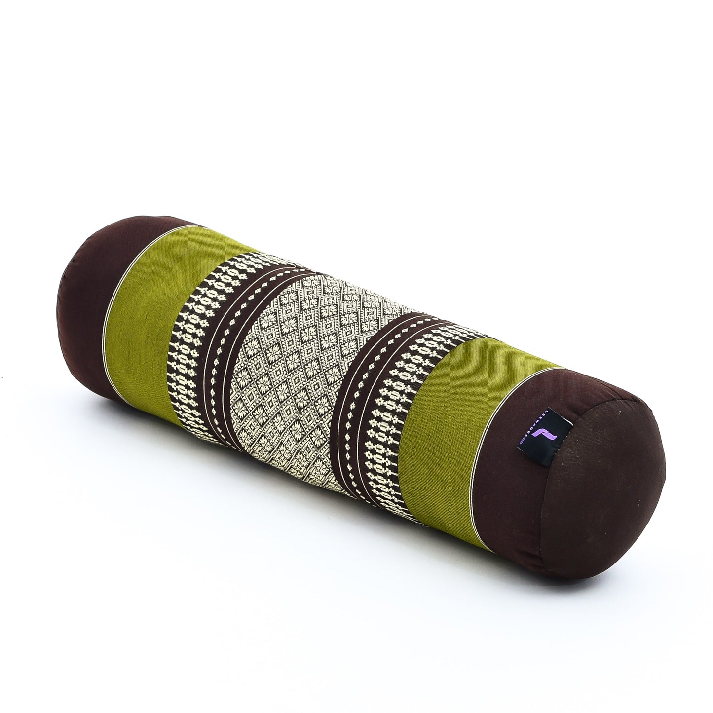 Yoga Roll Cushion – Compact Kapok Bolster & Meditation Pillow with Cotton Cover, Sf20 - Brown, Green