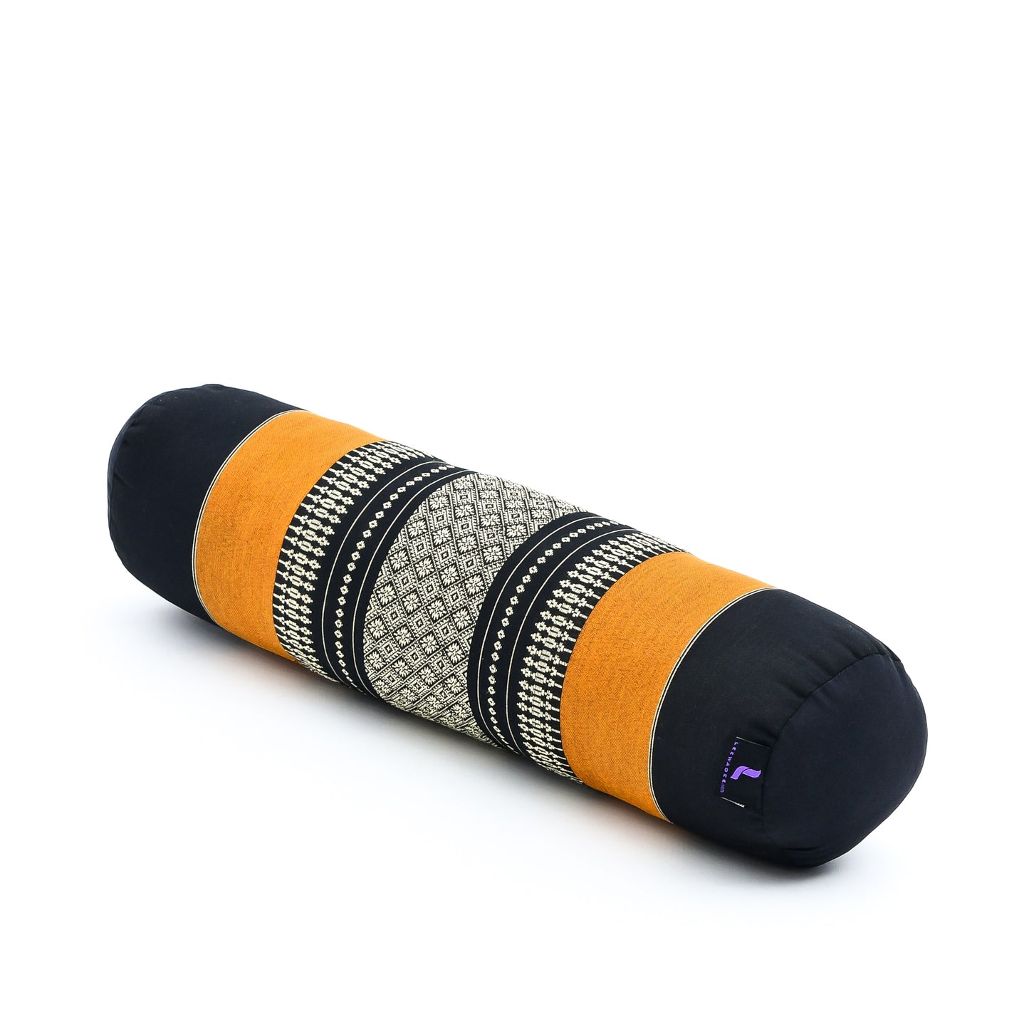 Yoga Roll Cushion – Compact Kapok Bolster & Meditation Pillow with Cotton Cover, Sf03 - Black, Orange
