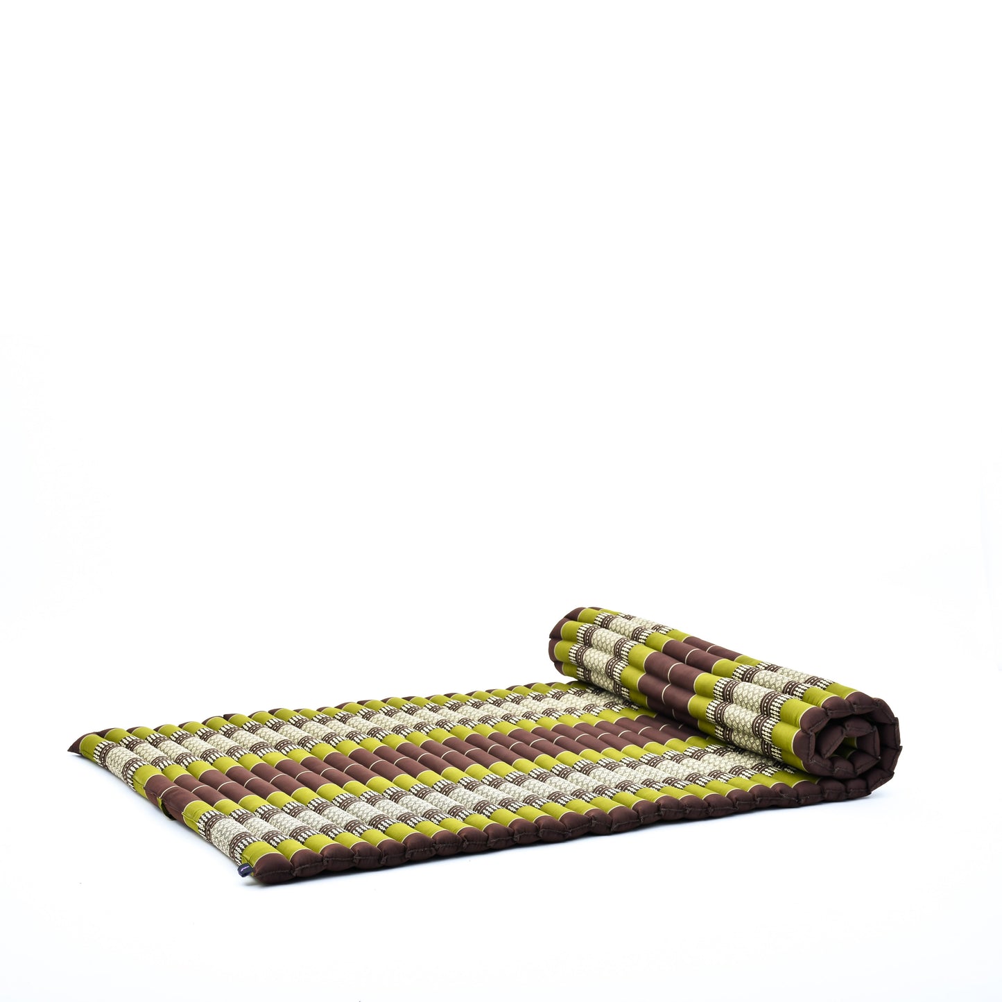 Kapok Roll-Up Mattress – Foldable Sleeping & Relax Mat with Cotton Cover for Home & Outdoor Use, Sf20 - Brown, Green, L: 190x100 cm