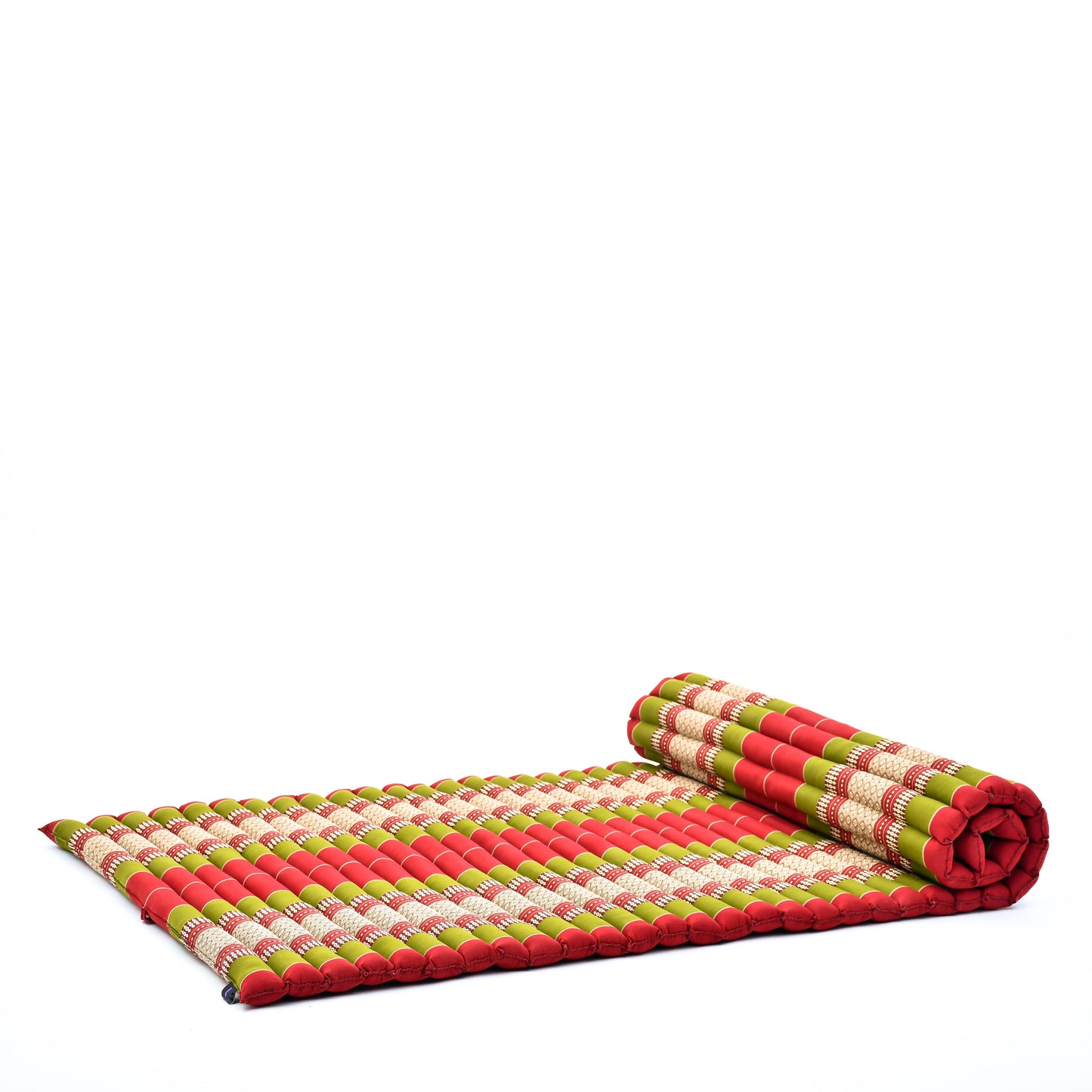 Kapok Roll-Up Mattress – Foldable Sleeping & Relax Mat with Cotton Cover for Home & Outdoor Use, Sf11 - Red, Green, L: 190x100 cm