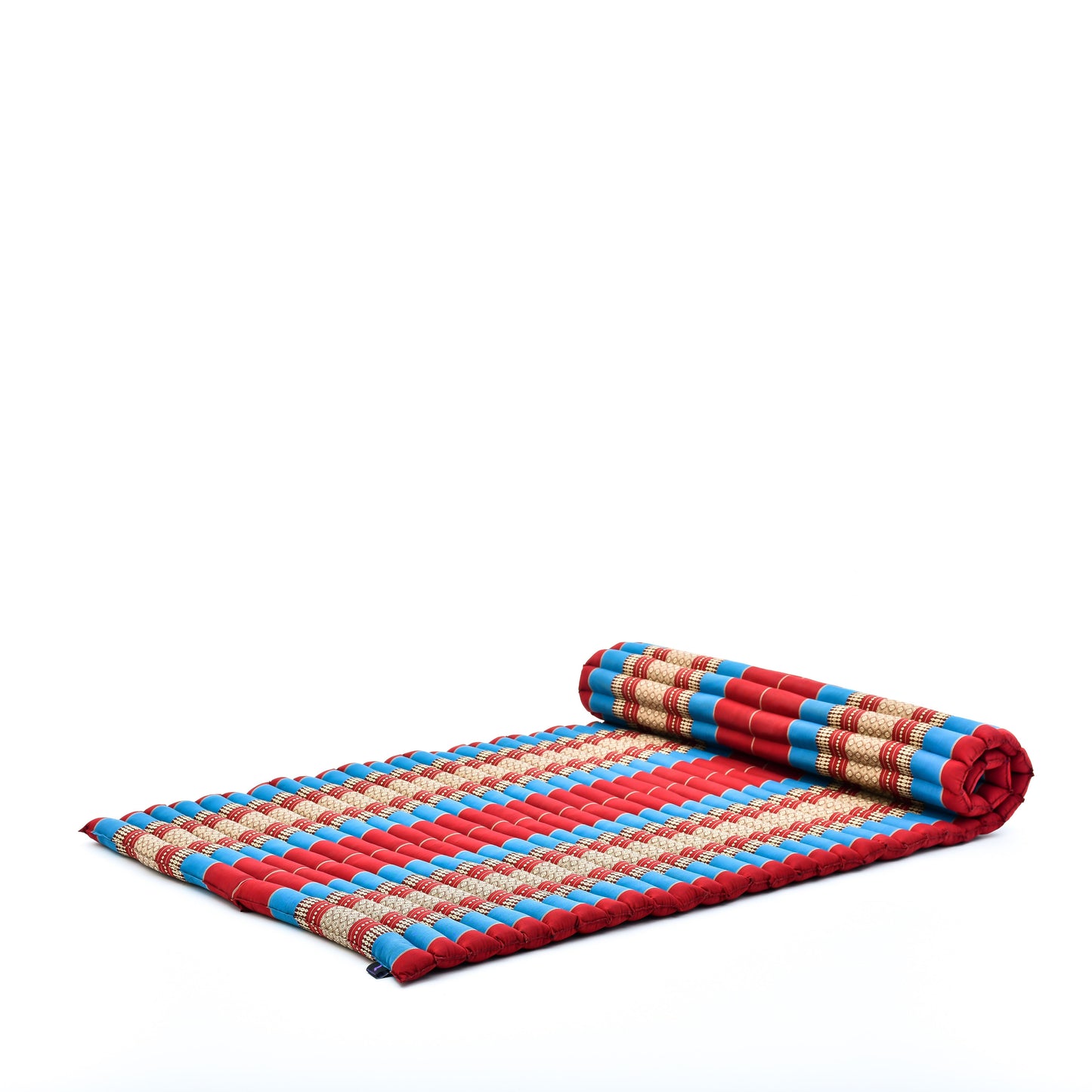 Kapok Roll-Up Mattress – Foldable Sleeping & Relax Mat with Cotton Cover for Home & Outdoor Use, Sf27 - Blue, Red, L: 190x100 cm
