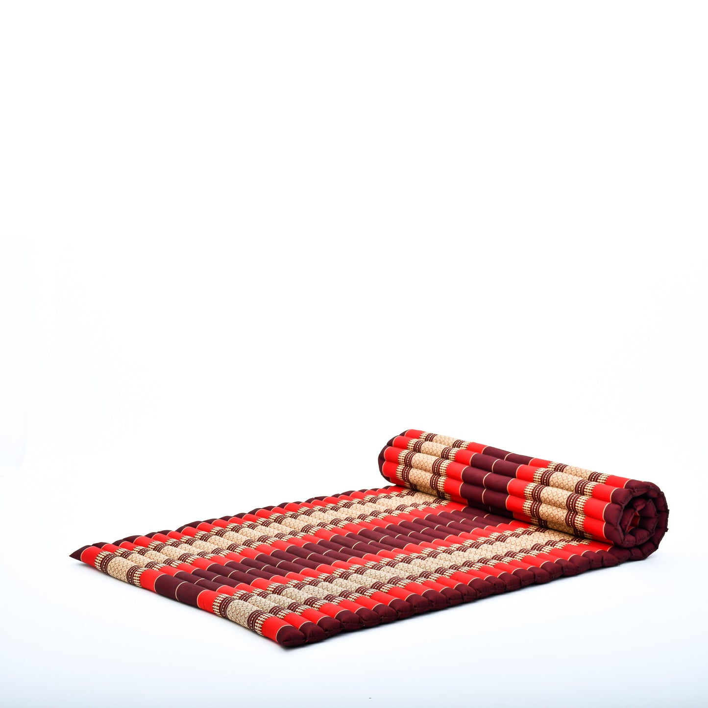Kapok Roll-Up Mattress – Foldable Sleeping & Relax Mat with Cotton Cover for Home & Outdoor Use, Sf24 - Red, Brown, L: 190x100 cm