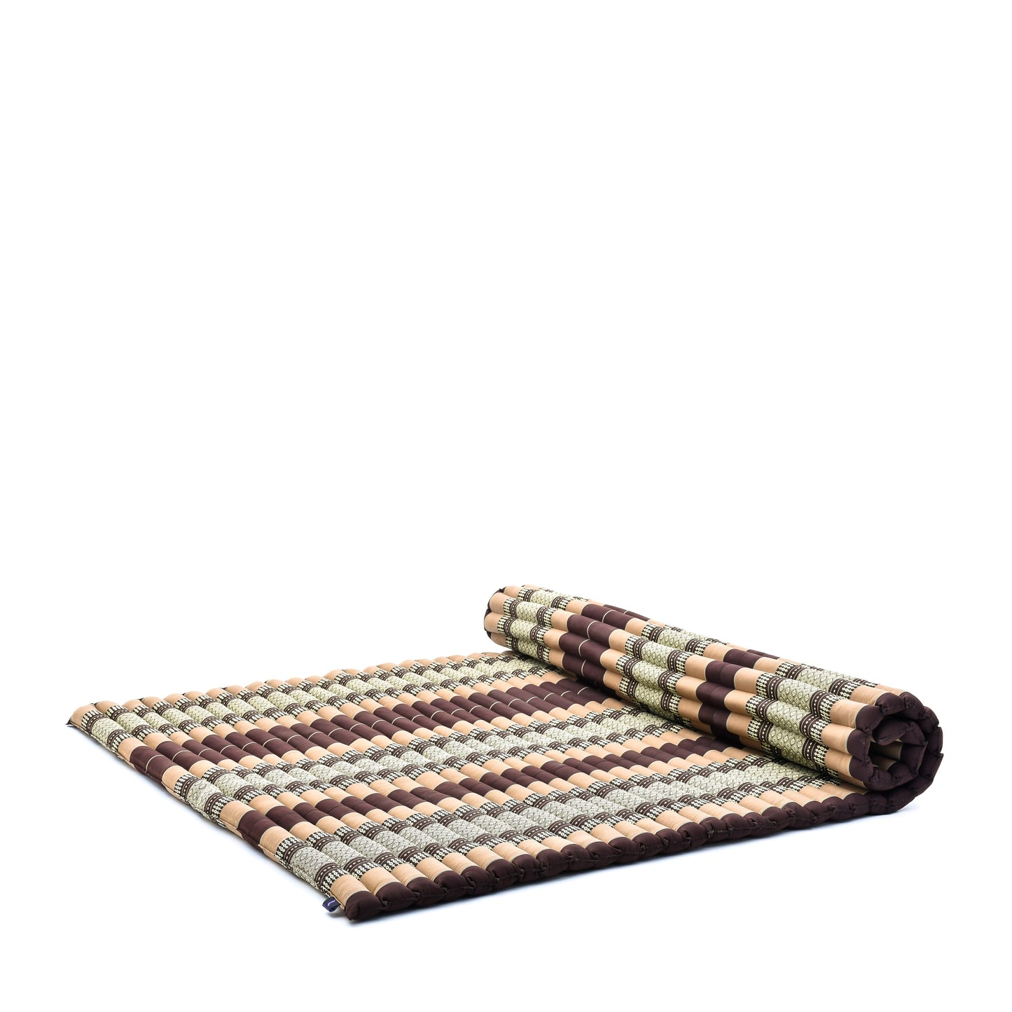 Kapok Roll-Up Mattress – Foldable Sleeping & Relax Mat with Cotton Cover for Home & Outdoor Use, Sf10 - Brown, XL: 190x145 cm