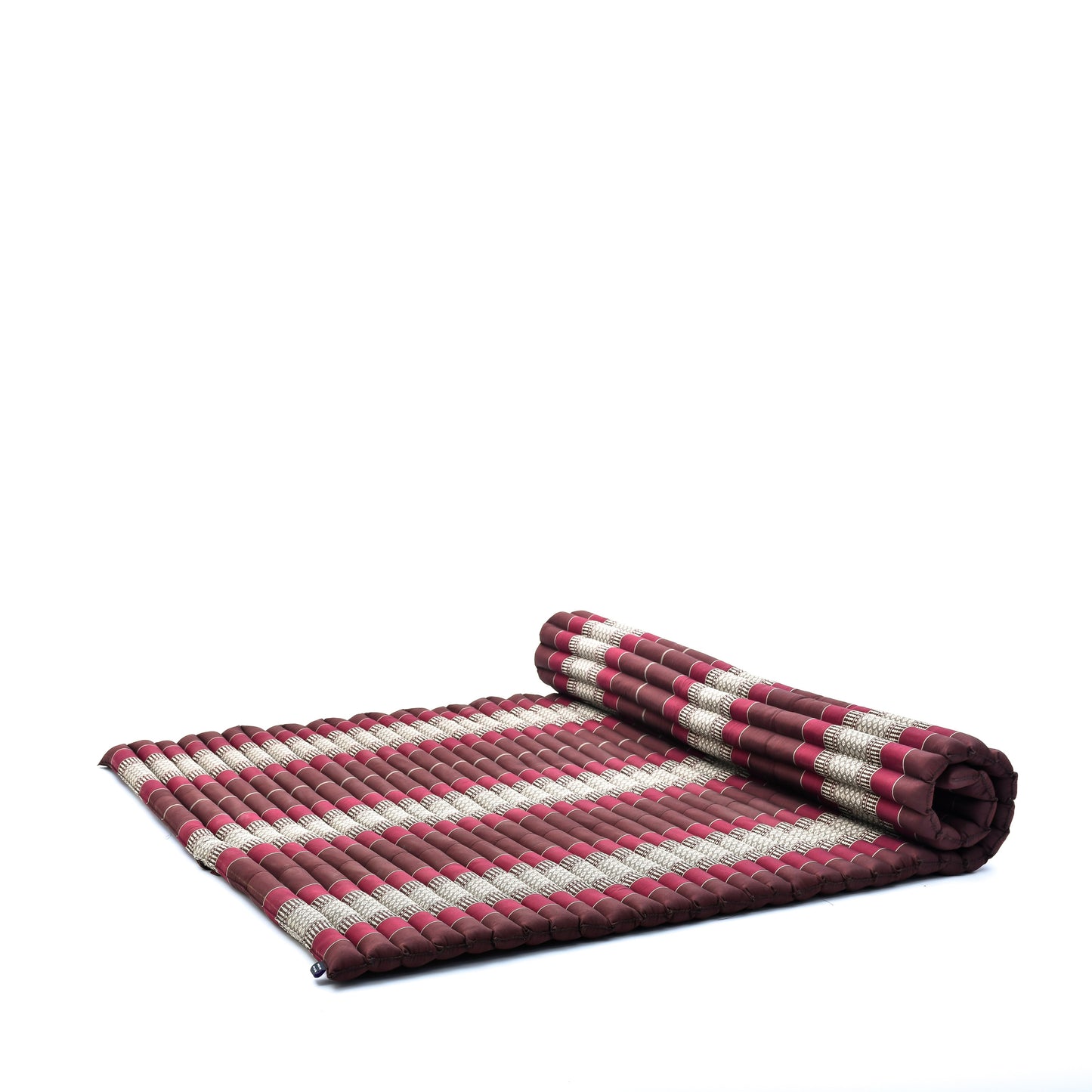 Kapok Roll-Up Mattress – Foldable Sleeping & Relax Mat with Cotton Cover for Home & Outdoor Use, Sf19 - Red, Brown, XL: 190x145 cm