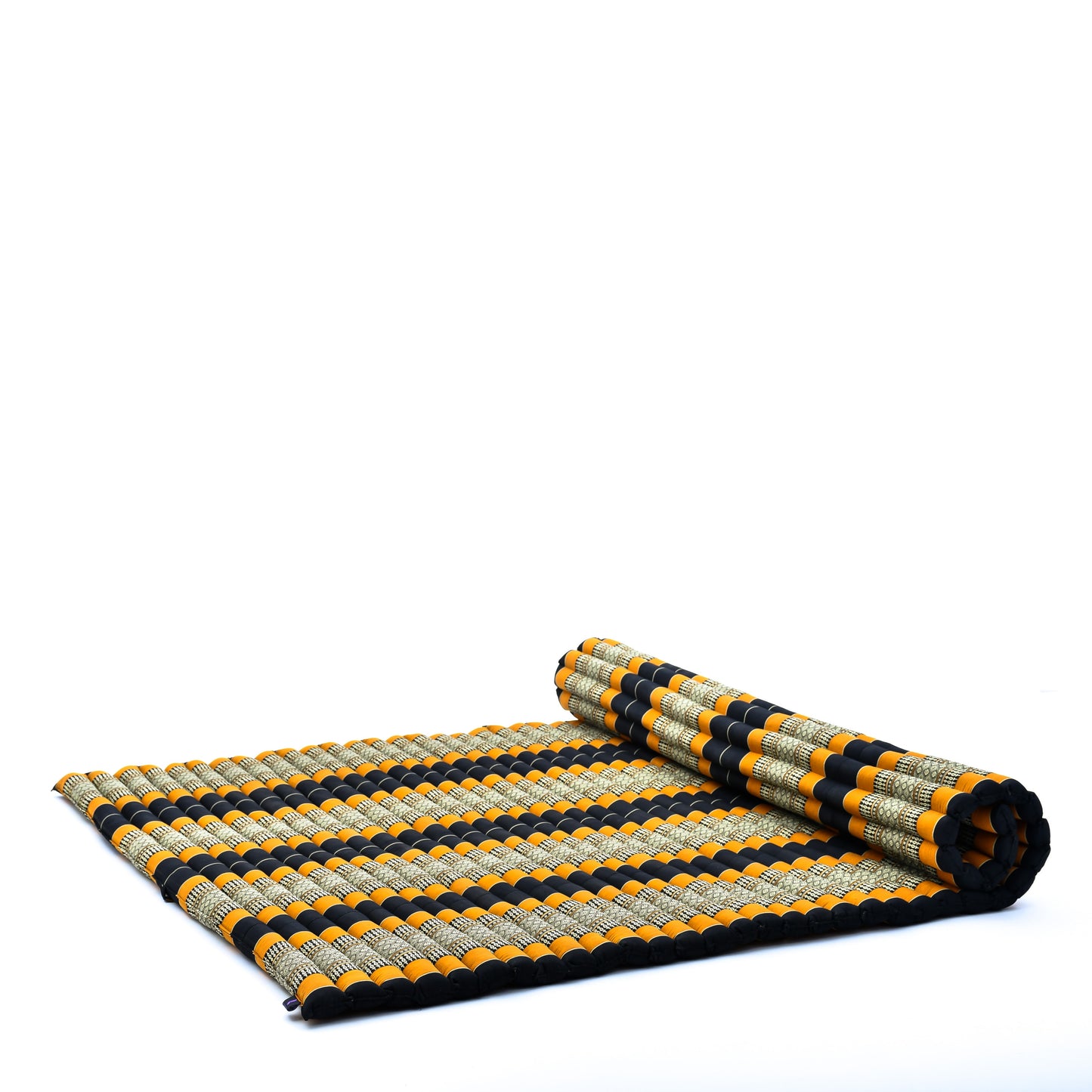 Kapok Roll-Up Mattress – Foldable Sleeping & Relax Mat with Cotton Cover for Home & Outdoor Use, Sf03 - Black, Orange, XL: 190x145 cm