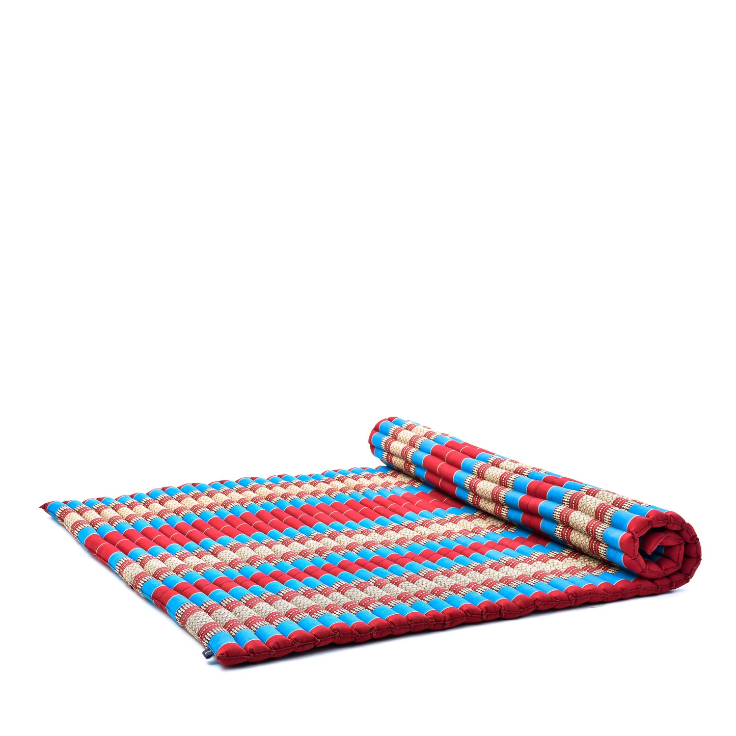 Kapok Roll-Up Mattress – Foldable Sleeping & Relax Mat with Cotton Cover for Home & Outdoor Use, Sf27 - Blue, Red, XL: 190x145 cm