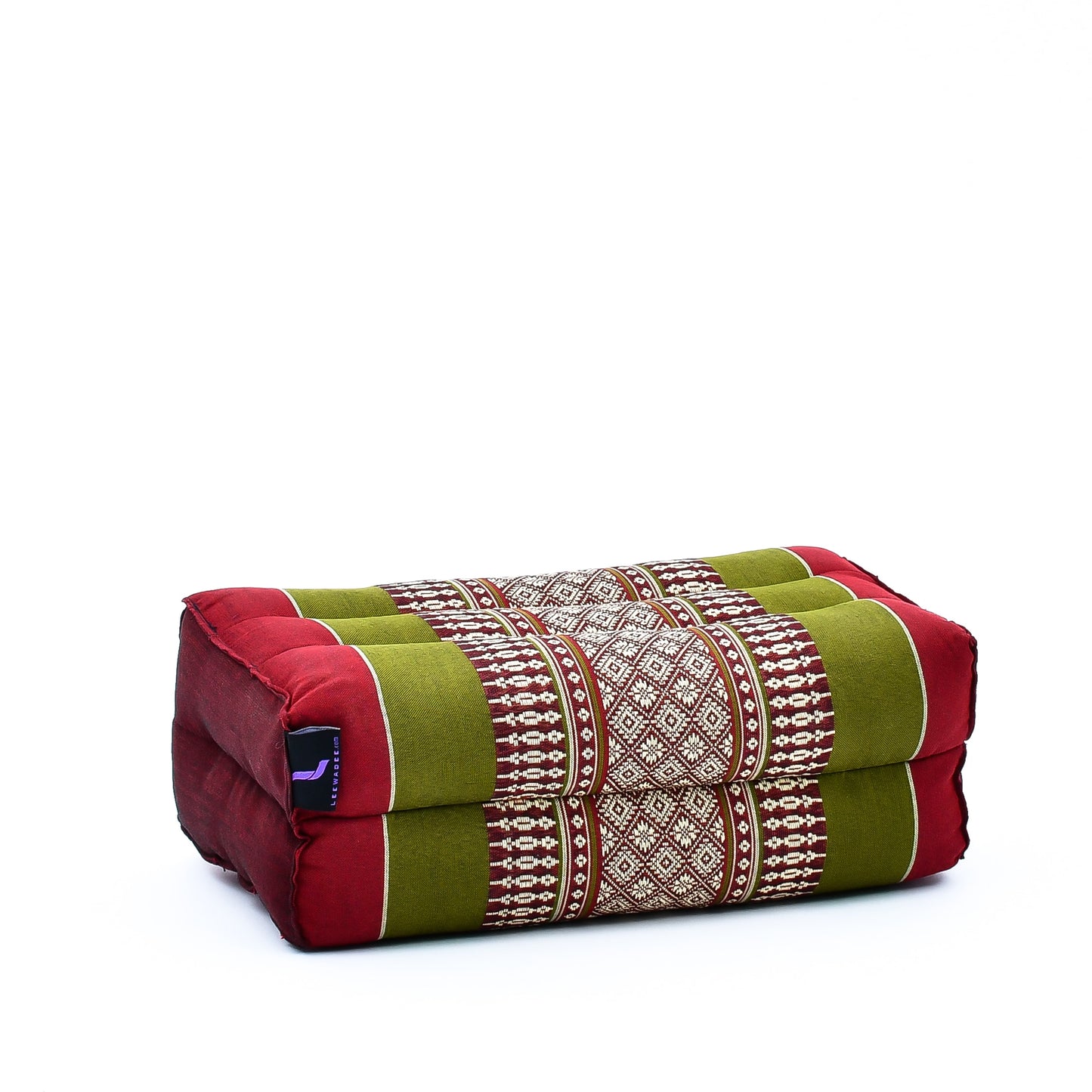 Kapok Yoga Block Cushions – 2-Piece Set of Firm Meditation & Yoga Cushions with Cotton Cover, Sf11 - Red, Green