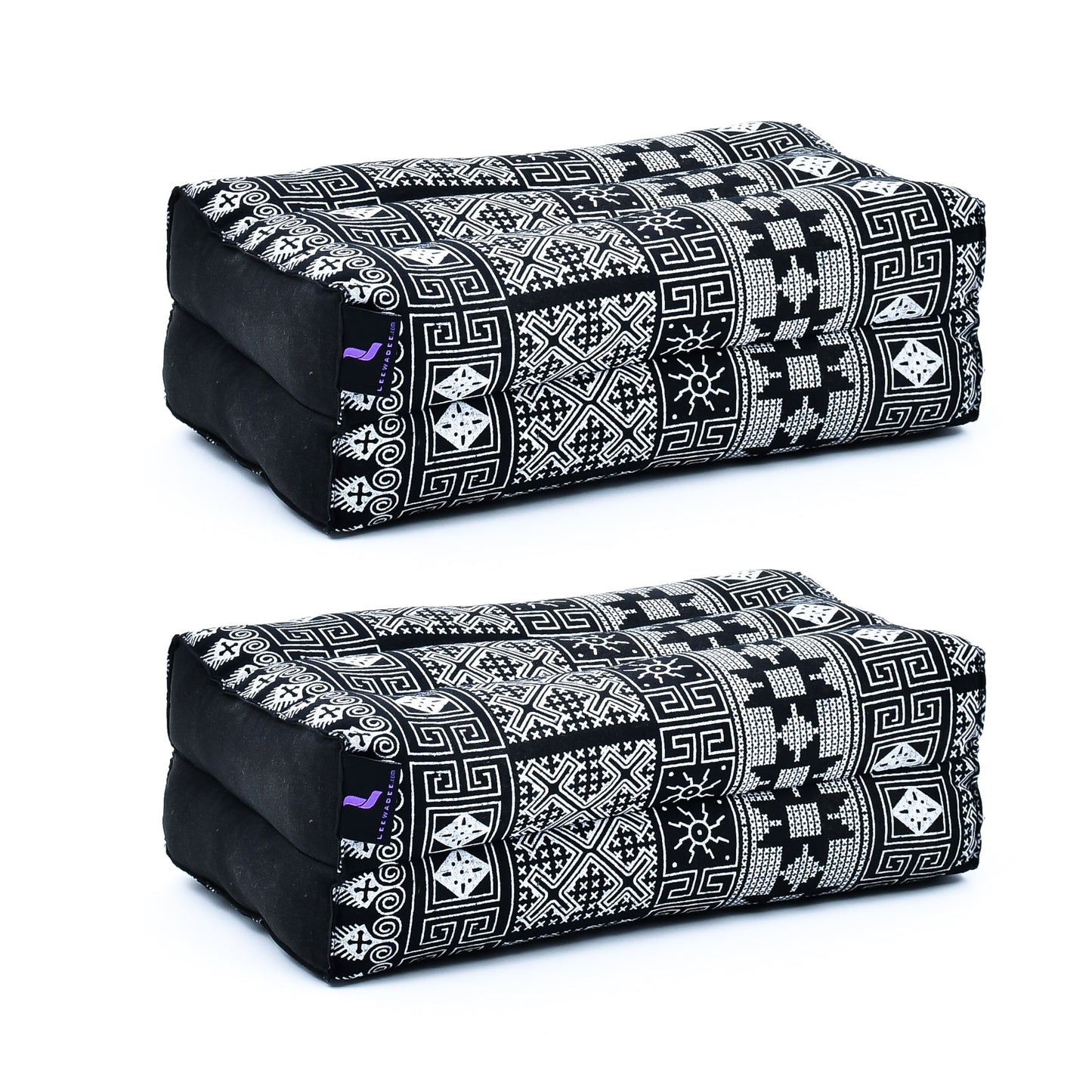 Kapok Yoga Block Cushions – 2-Piece Set of Firm Meditation & Yoga Cushions with Cotton Cover, Cbt4 - Black