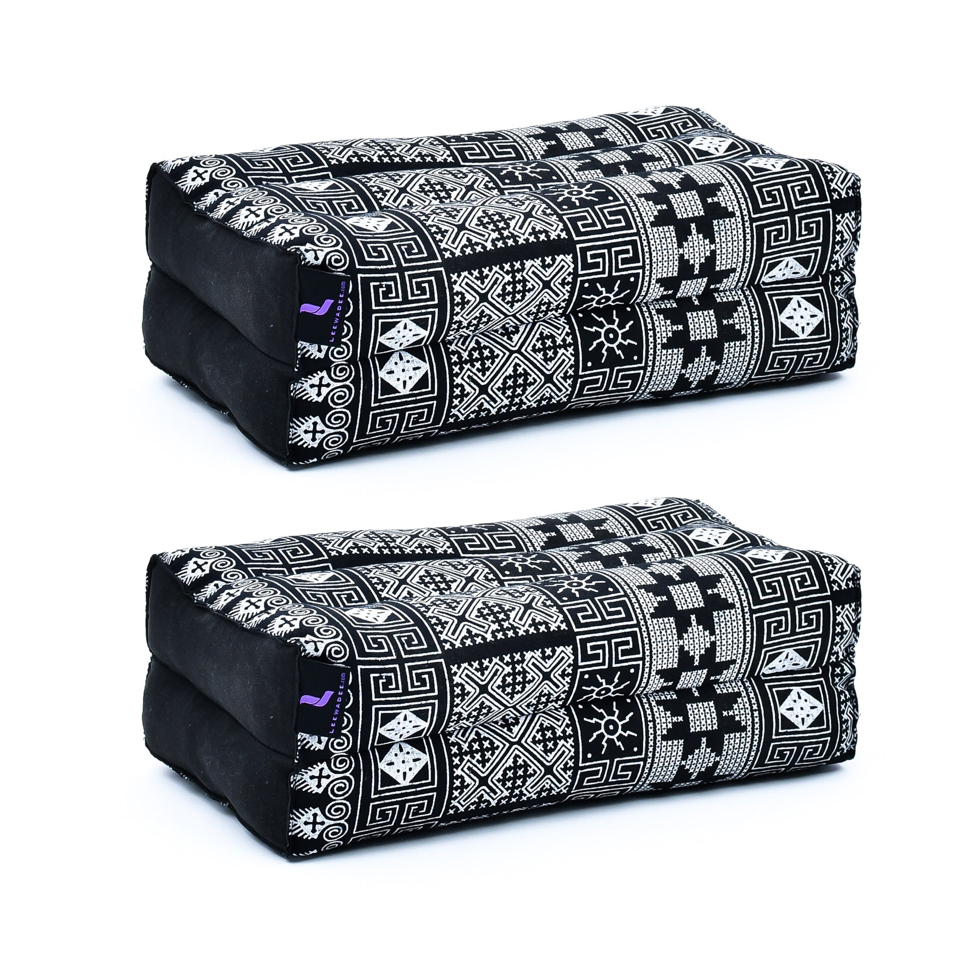 Kapok Yoga Block Cushions – 2-Piece Set of Firm Meditation & Yoga Cushions with Cotton Cover, Cbt4 - Black