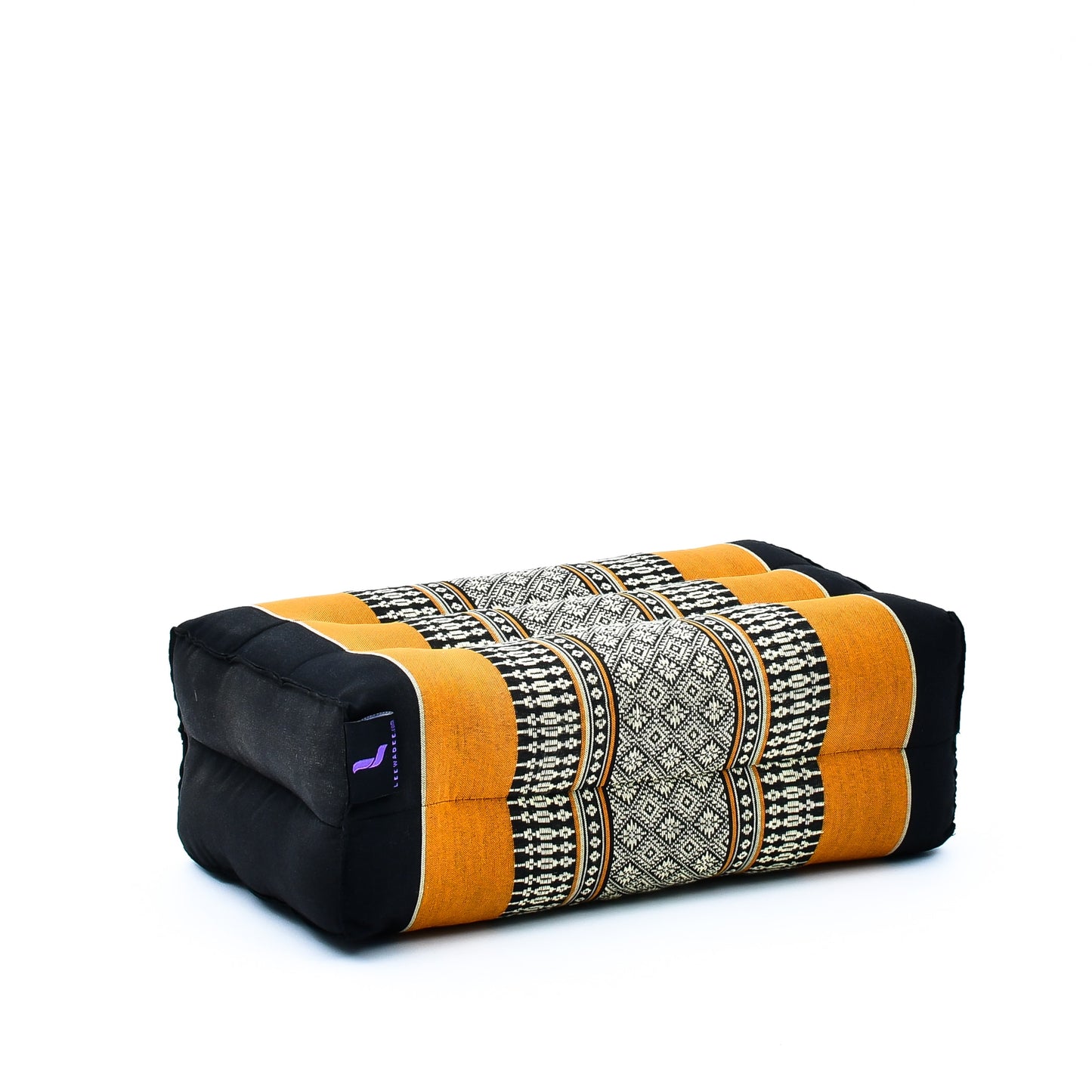 Kapok Yoga Block Cushions – 2-Piece Set of Firm Meditation & Yoga Cushions with Cotton Cover, Sf03 - Black, Orange
