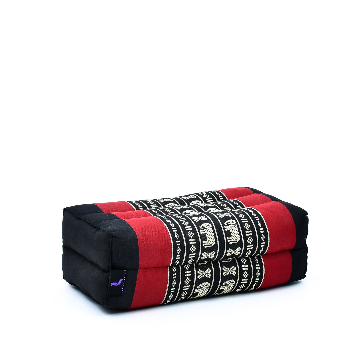 Kapok Yoga Block Cushion – Firm Meditation & Yoga Cushion with Cotton Cover, Sf13 - Red, Black
