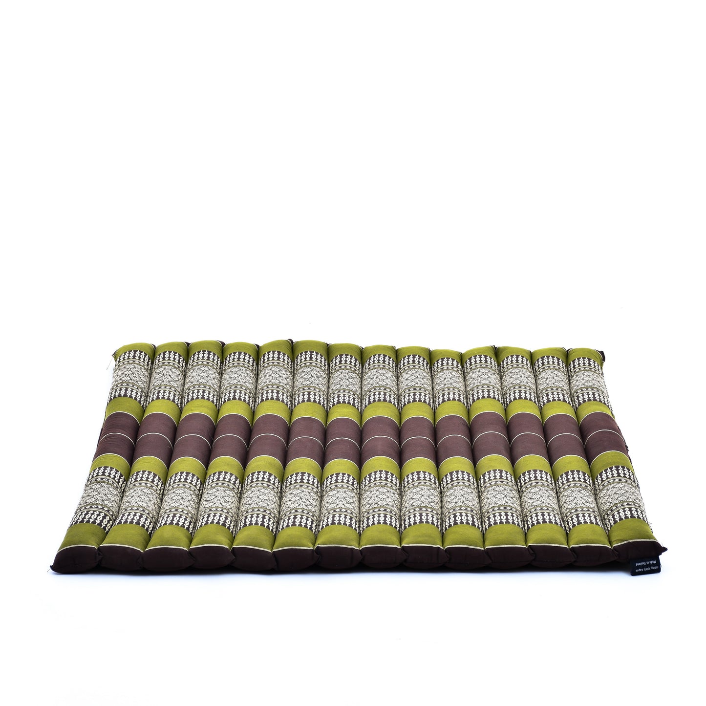 Large Kapok Zabuton Meditation Cushion – Rectangular Floor Mat with Cotton Cover, Sf20 - Brown, Green