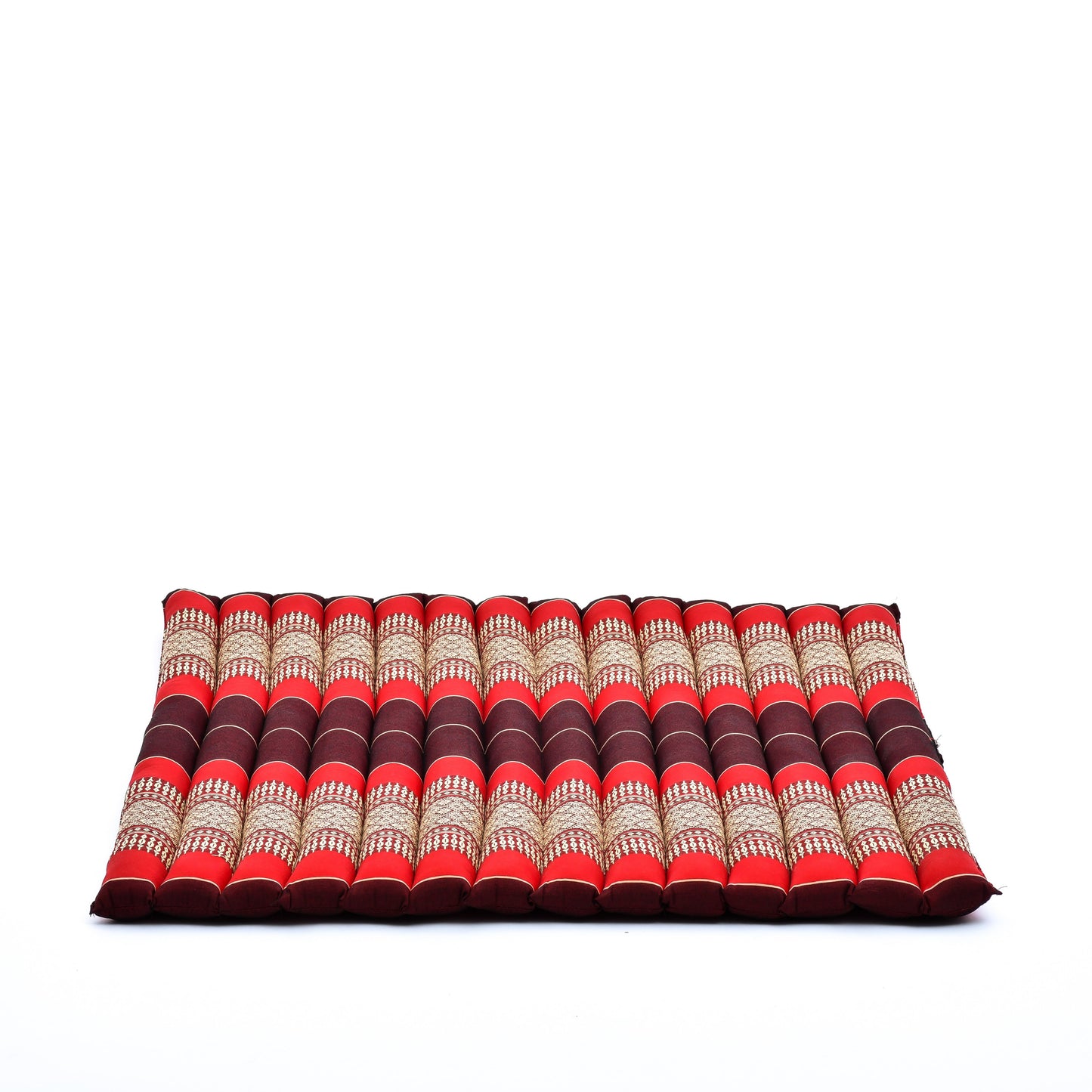 Large Kapok Zabuton Meditation Cushion – Rectangular Floor Mat with Cotton Cover, Sf24 - Red, Brown