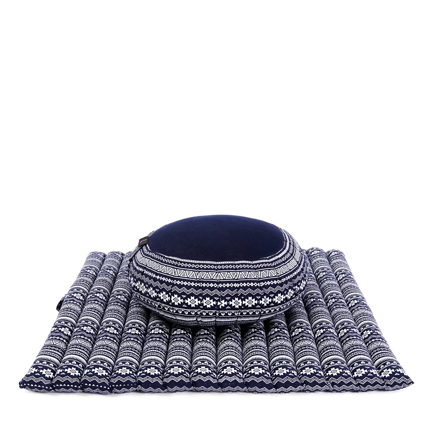 Kapok Meditation Cushion Set – Zabuton Mat & Zafu Seat Cushion with Cotton Cover, Cbt2 - Dark Blue