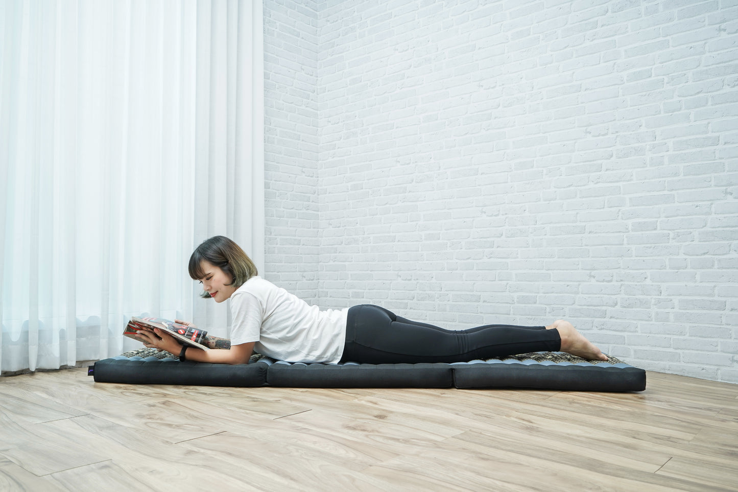 Kapok Folding Mattress – Thick Cotton Padded Guest Bed for Home, Sleeping & Mindfulness Corner, Sf15 - Blue, S: 79x20