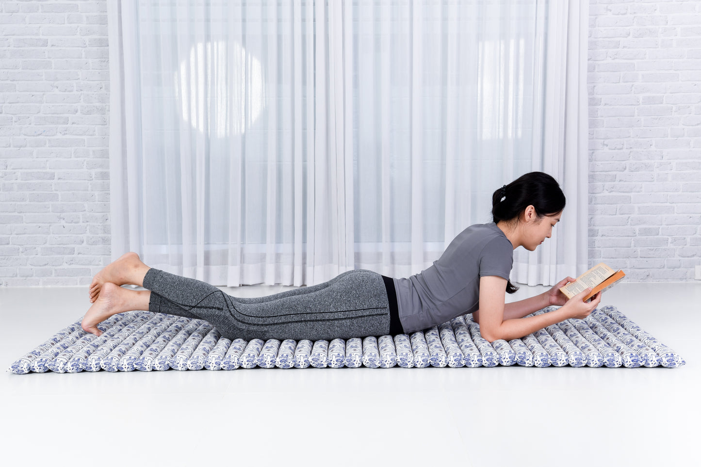 Kapok Roll-Up Mattress – Foldable Sleeping & Relax Mat with Cotton Cover for Home & Outdoor Use, El1 - Blue, M: 190x70 cm