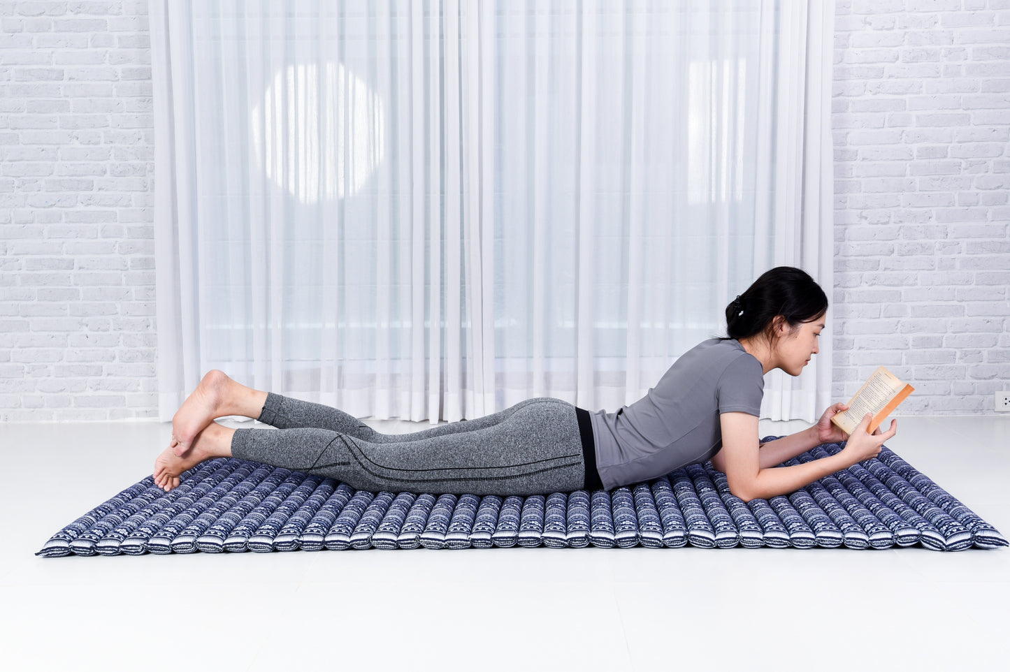 Kapok Roll-Up Mattress – Foldable Sleeping & Relax Mat with Cotton Cover for Home & Outdoor Use, Cbt2 - Dark Blue, L: 190x100 cm