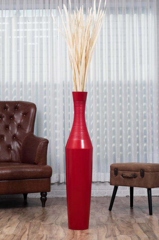 Large Mango Wood Floor Vase – Handcrafted Decorative Highlight from Thailand, 105 cm