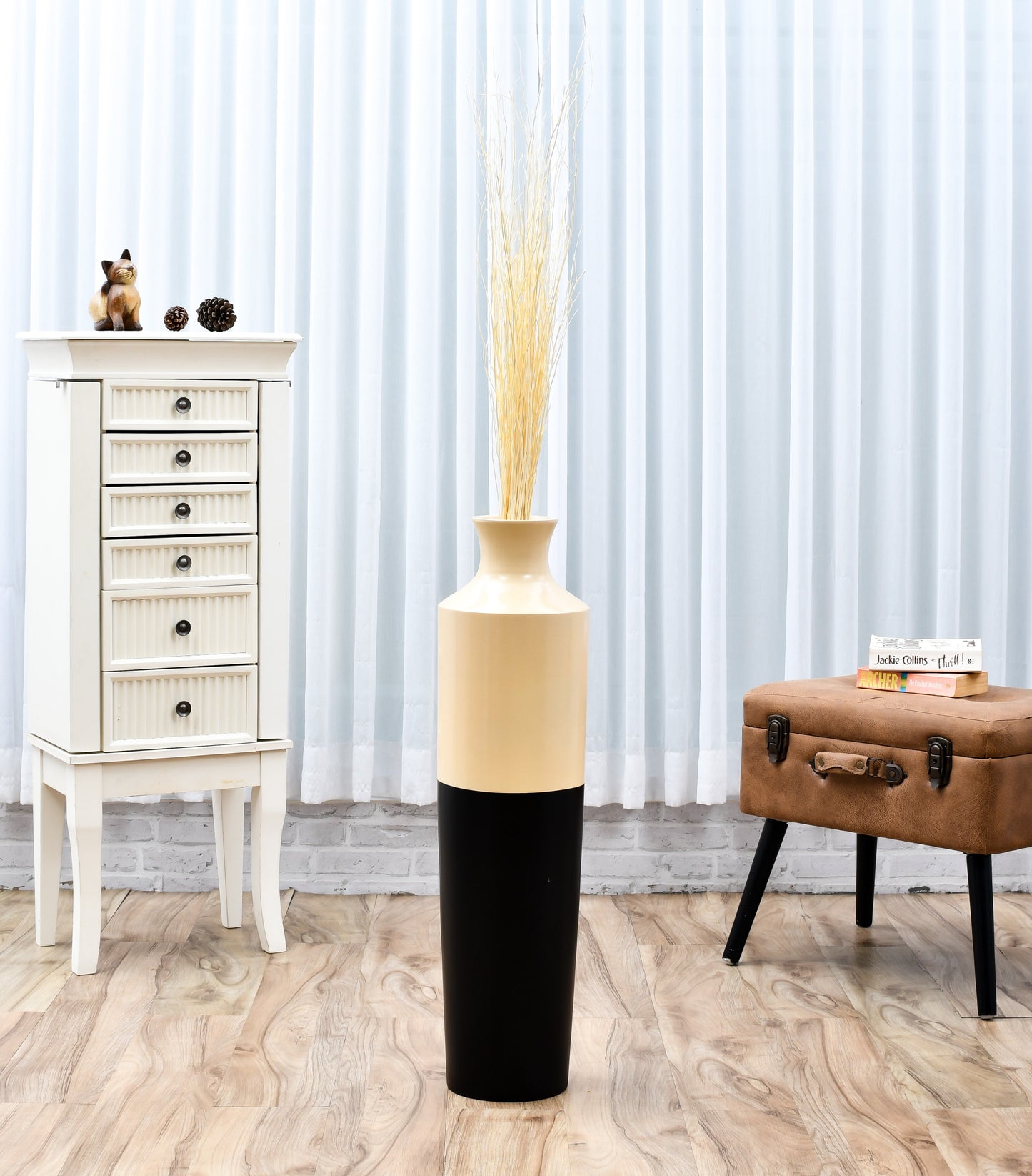 2-Pack Rattan Sticks for Floor Vases – Natural Decorative Twigs ( 8 per Bundle), ecru, Rattan Branches