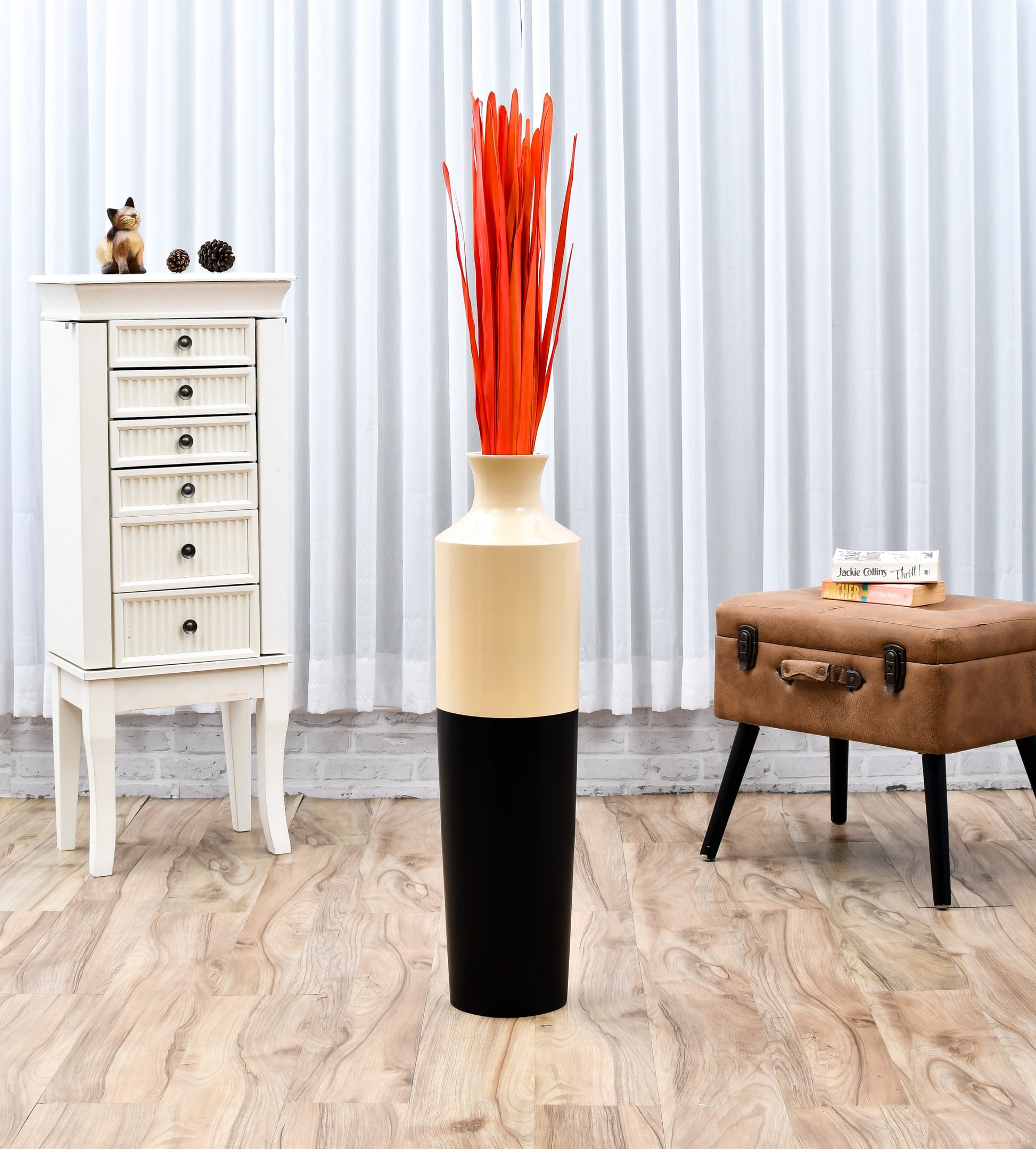 2-Pack Rattan Sticks for Floor Vases – Natural Decorative Twigs ( 8 per Bundle), orange, Palm Leaf