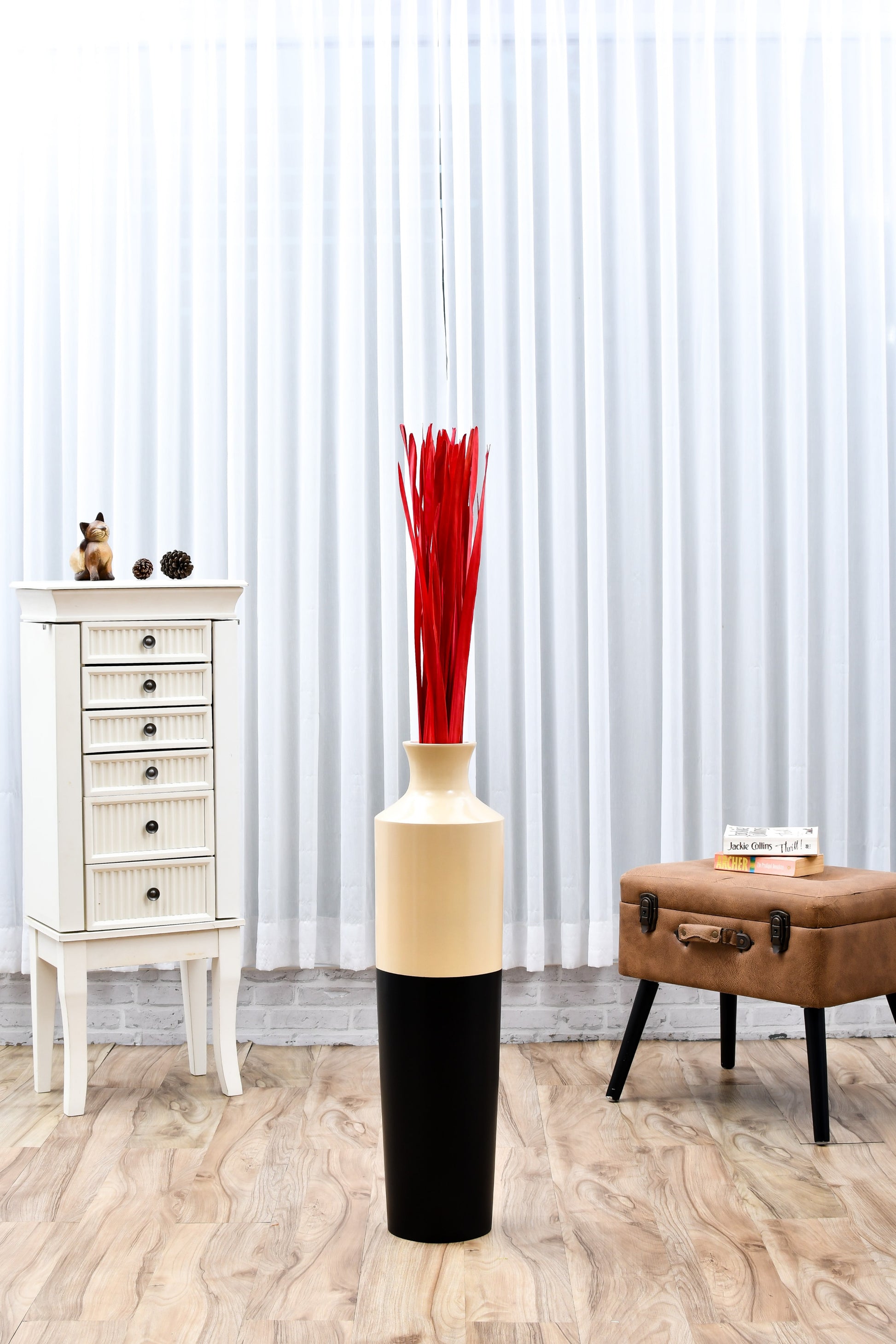 2-Pack Rattan Sticks for Floor Vases – Natural Decorative Twigs ( 8 per Bundle), red, Palm Leaf