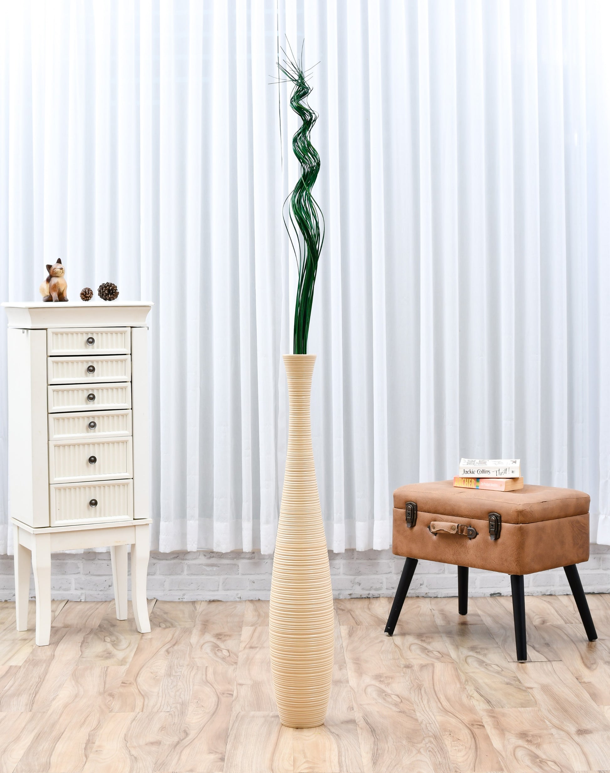 2-Pack Rattan Sticks for Floor Vases – Natural Decorative Twigs ( 8 per Bundle), dark green, Branches