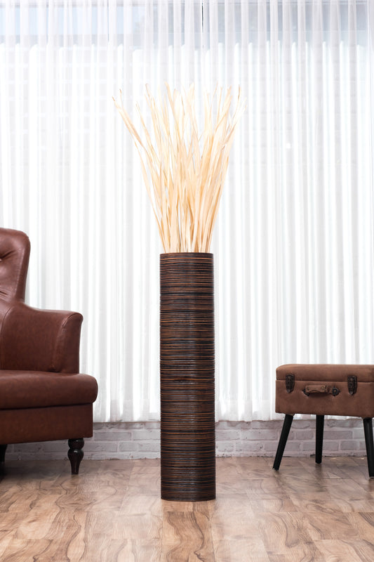 Large Mango Wood Floor Vase – Handcrafted Decorative Highlight from Thailand, 85 cm