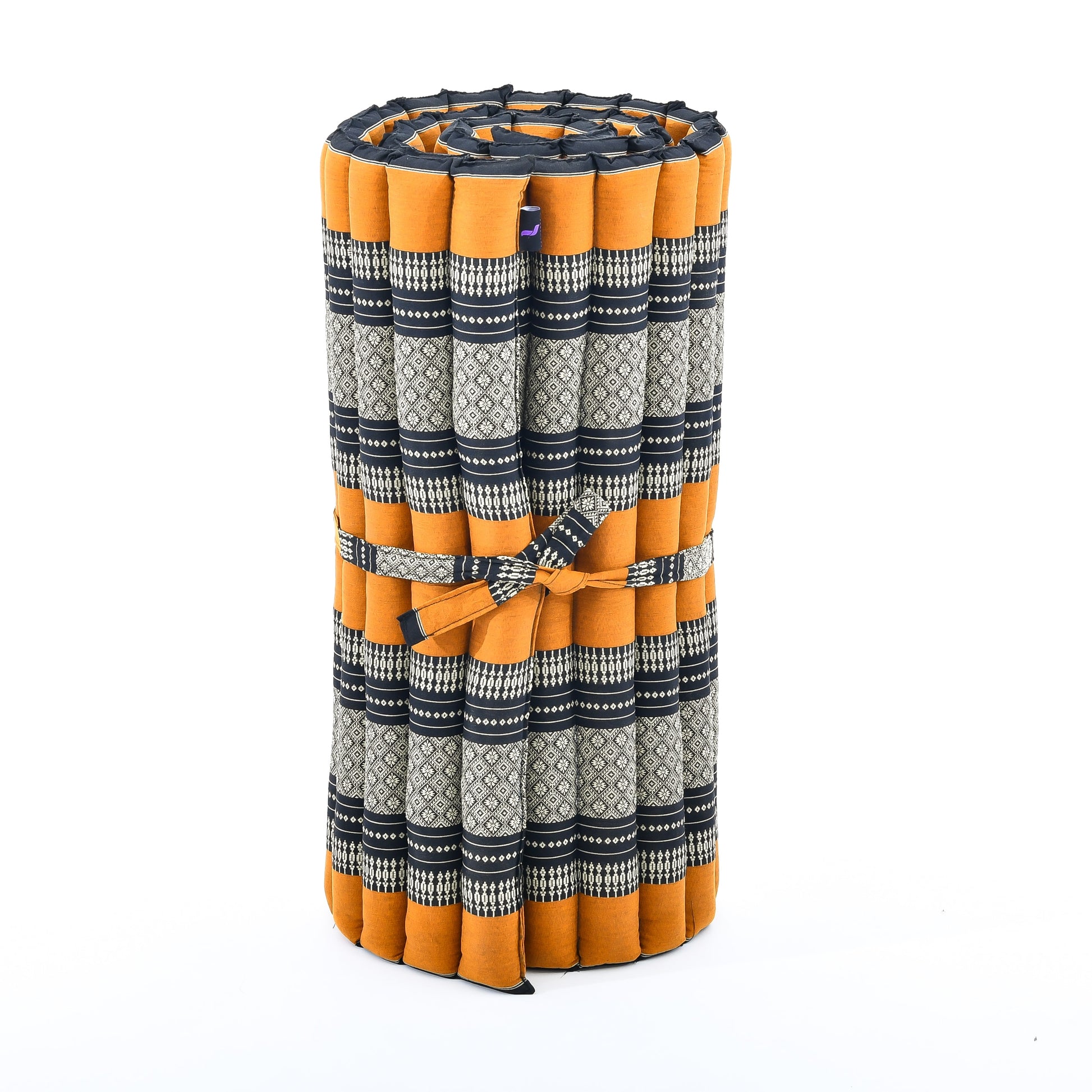 Kapok Roll-Up Mattress – Foldable Sleeping & Relax Mat with Cotton Cover for Home & Outdoor Use, Sf03 - Black, Orange, M: 190x70 cm