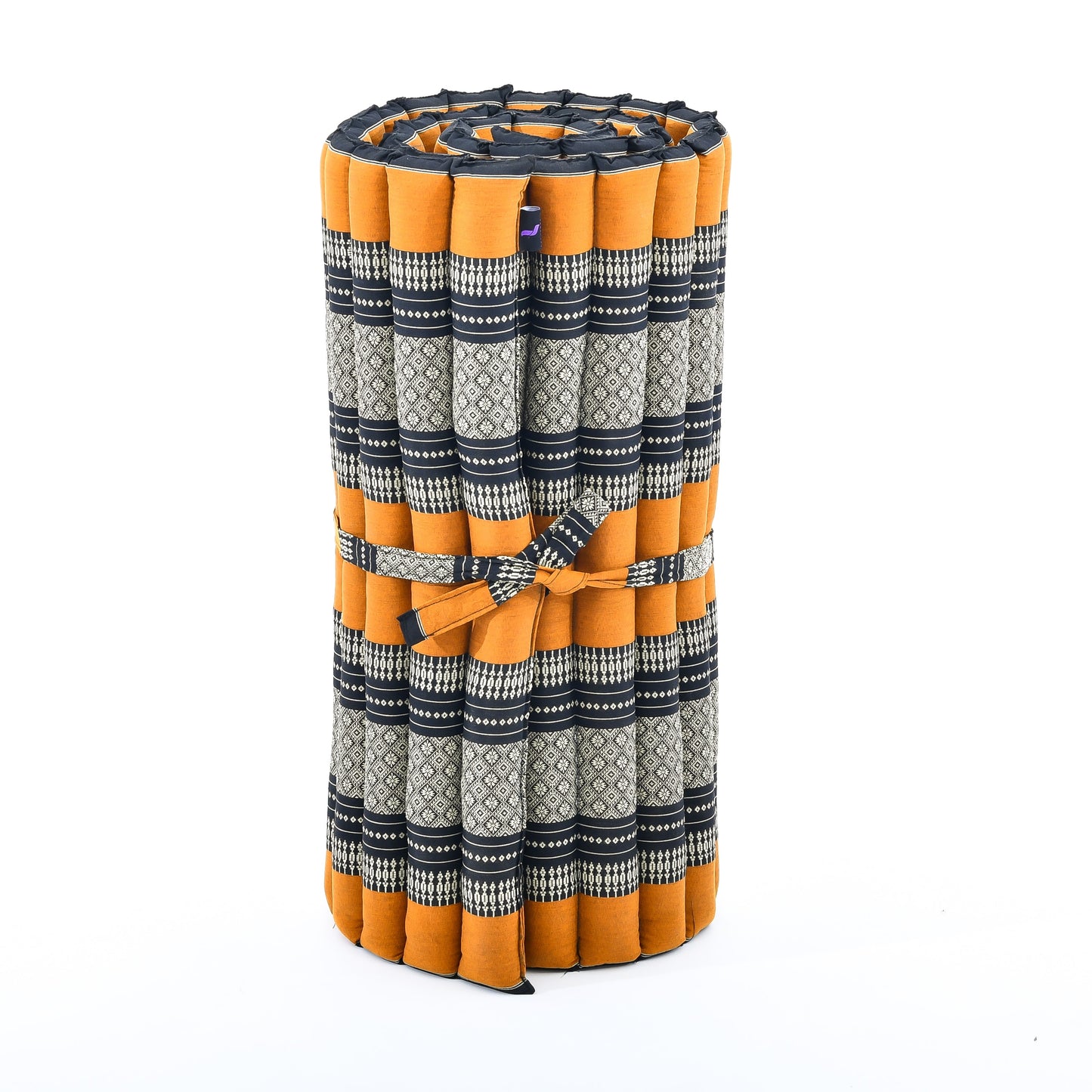 Kapok Roll-Up Mattress – Foldable Sleeping & Relax Mat with Cotton Cover for Home & Outdoor Use, Sf03 - Black, Orange, M: 190x70 cm