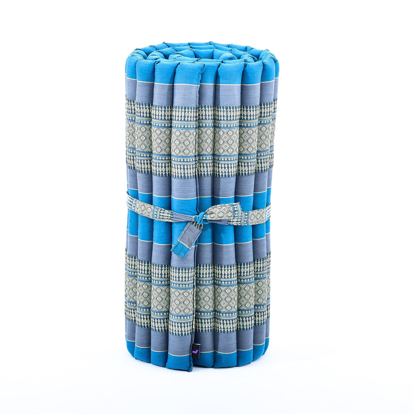 Kapok Roll-Up Mattress – Foldable Sleeping & Relax Mat with Cotton Cover for Home & Outdoor Use, Sf22 - Blue, M: 190x70 cm