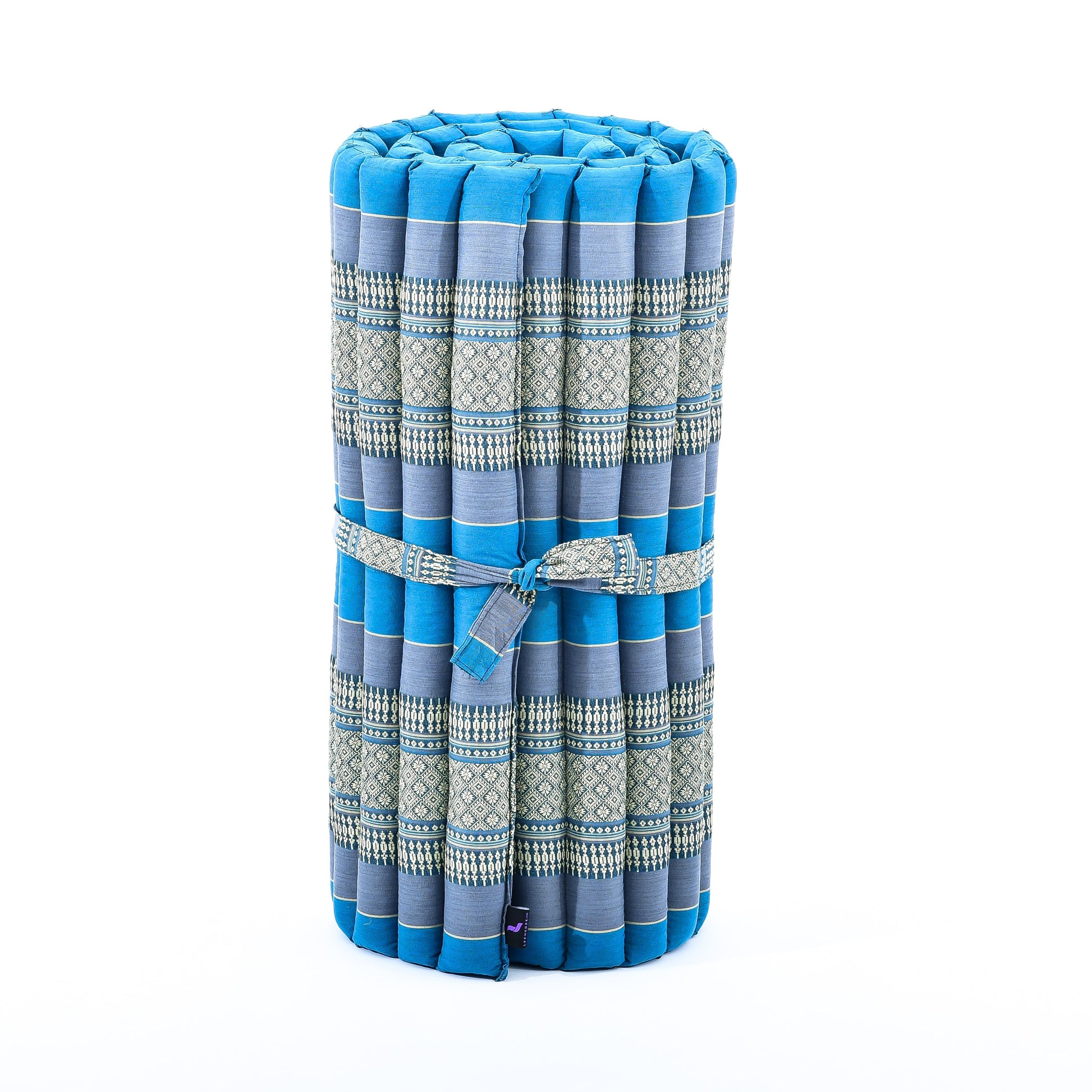 Kapok Roll-Up Mattress – Foldable Sleeping & Relax Mat with Cotton Cover for Home & Outdoor Use, Sf22 - Blue, M: 190x70 cm