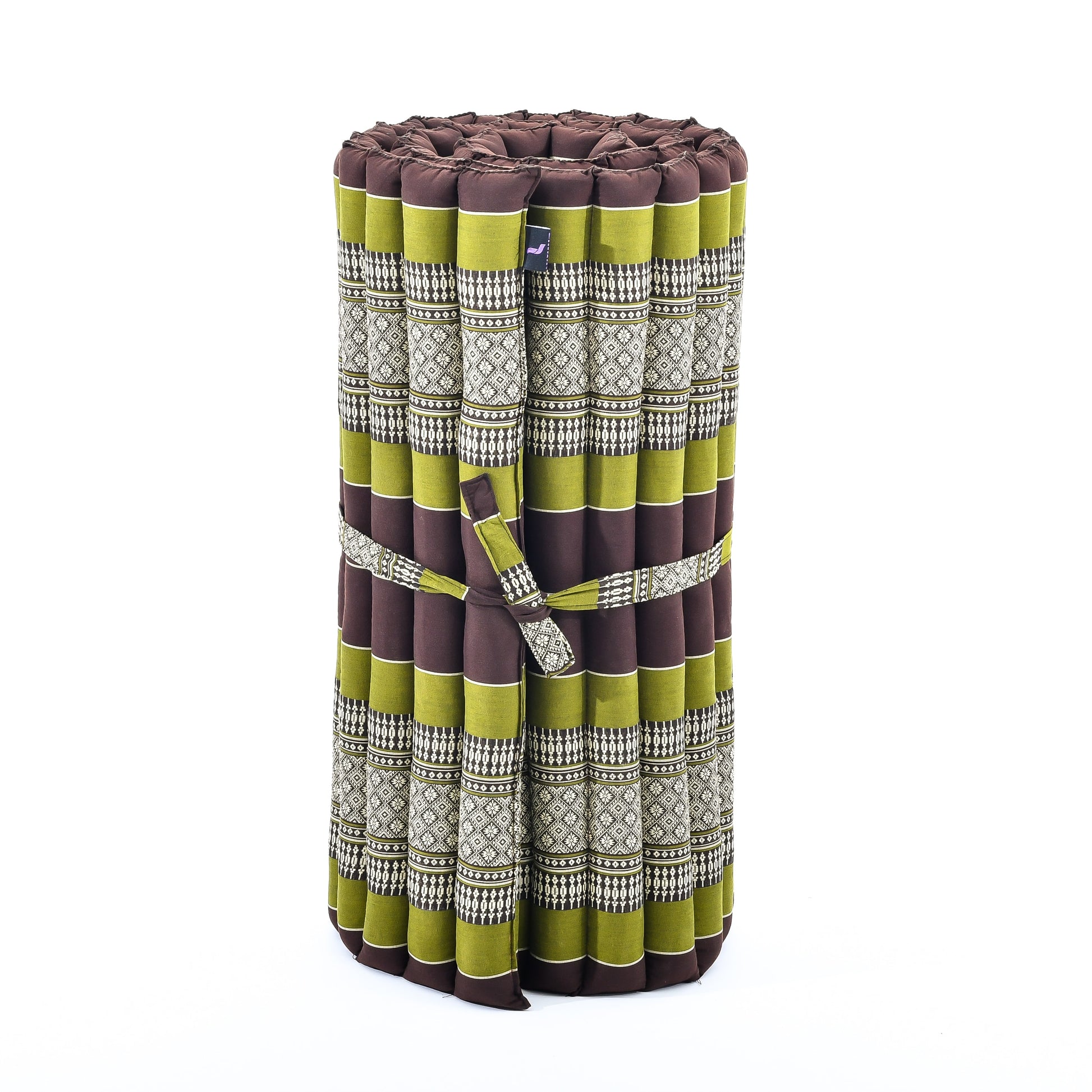Kapok Roll-Up Mattress – Foldable Sleeping & Relax Mat with Cotton Cover for Home & Outdoor Use, Sf20 - Brown, Green, M: 190x70 cm