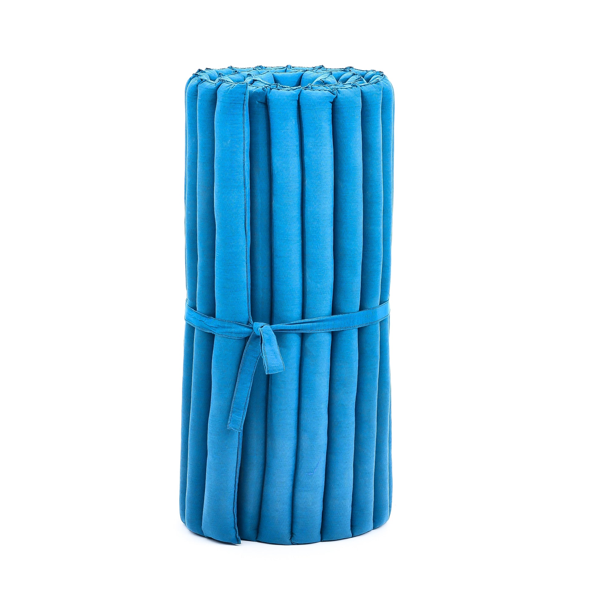Kapok Roll-Up Mattress – Foldable Sleeping & Relax Mat with Cotton Cover for Home & Outdoor Use, Cl22 - Light Blue, M: 190x70 cm