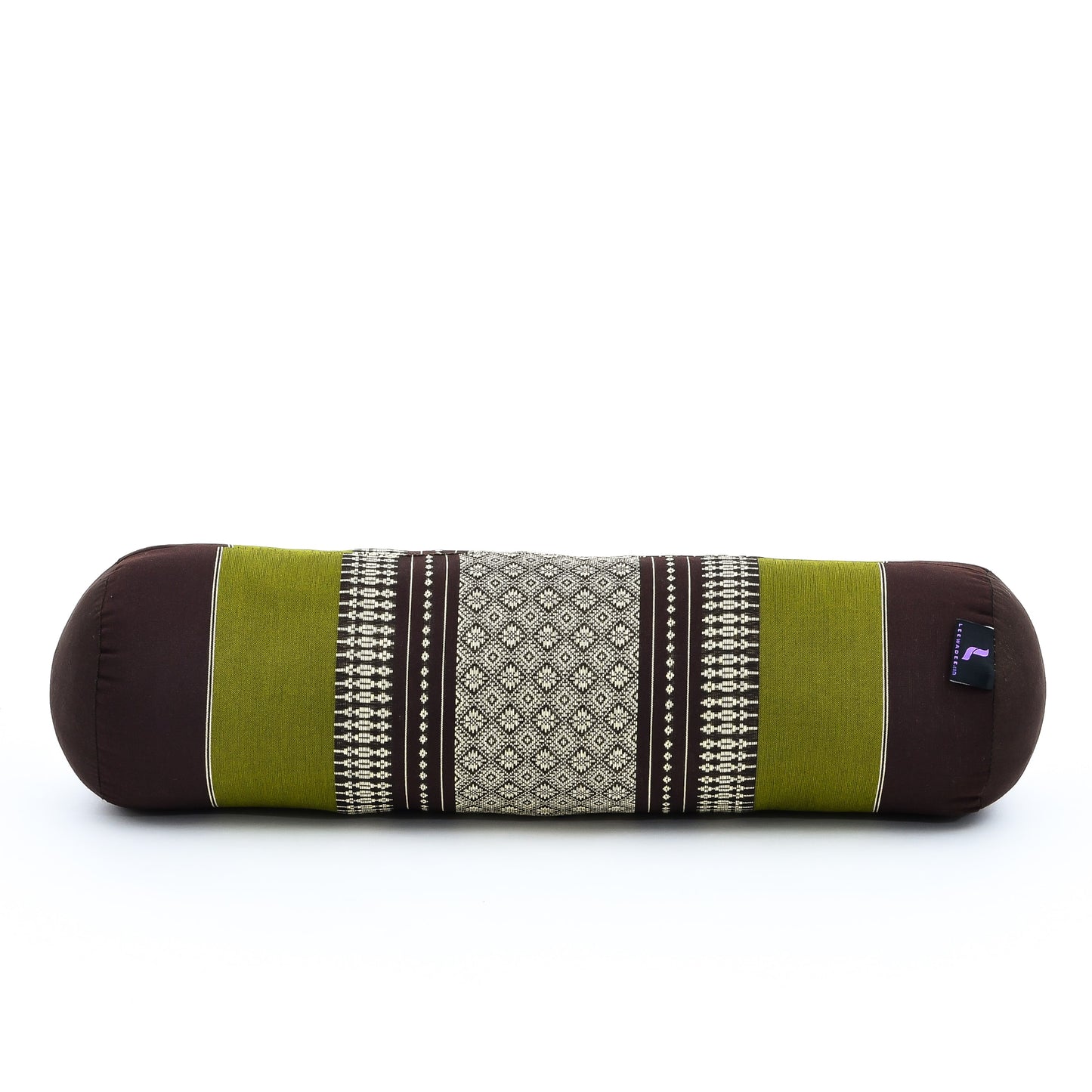 Yoga Roll Cushion – Compact Kapok Bolster & Meditation Pillow with Cotton Cover, Sf20 - Brown, Green