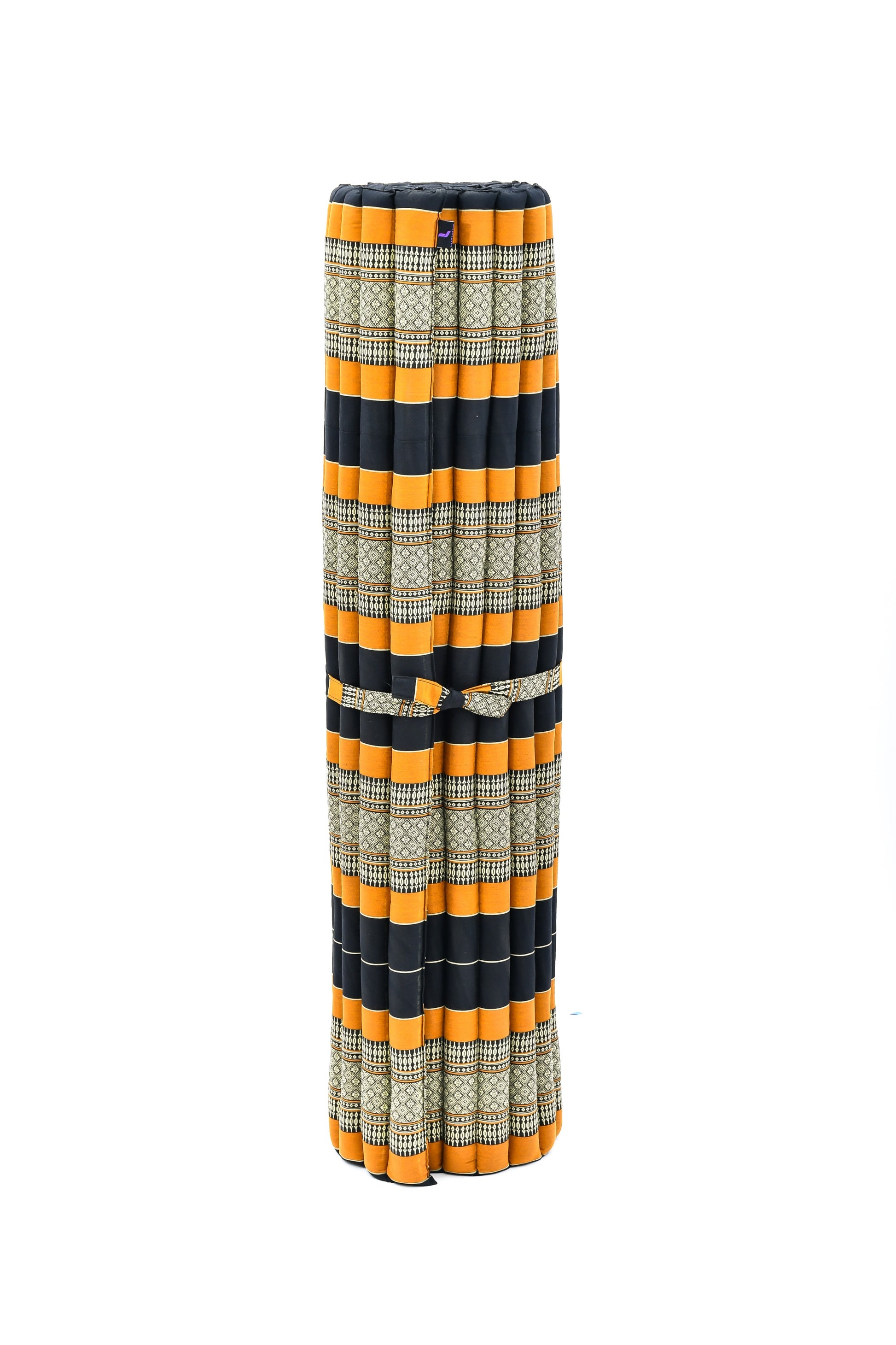 Kapok Roll-Up Mattress – Foldable Sleeping & Relax Mat with Cotton Cover for Home & Outdoor Use, Sf03 - Black, Orange, XL: 190x145 cm