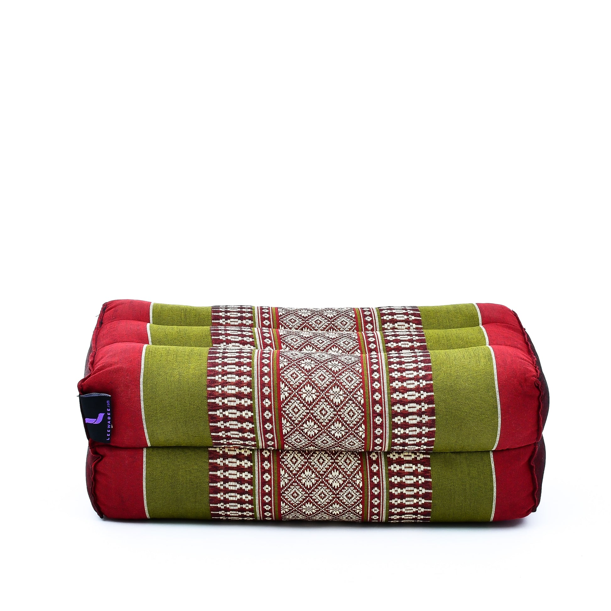 Kapok Yoga Block Cushions – 2-Piece Set of Firm Meditation & Yoga Cushions with Cotton Cover, Sf11 - Red, Green