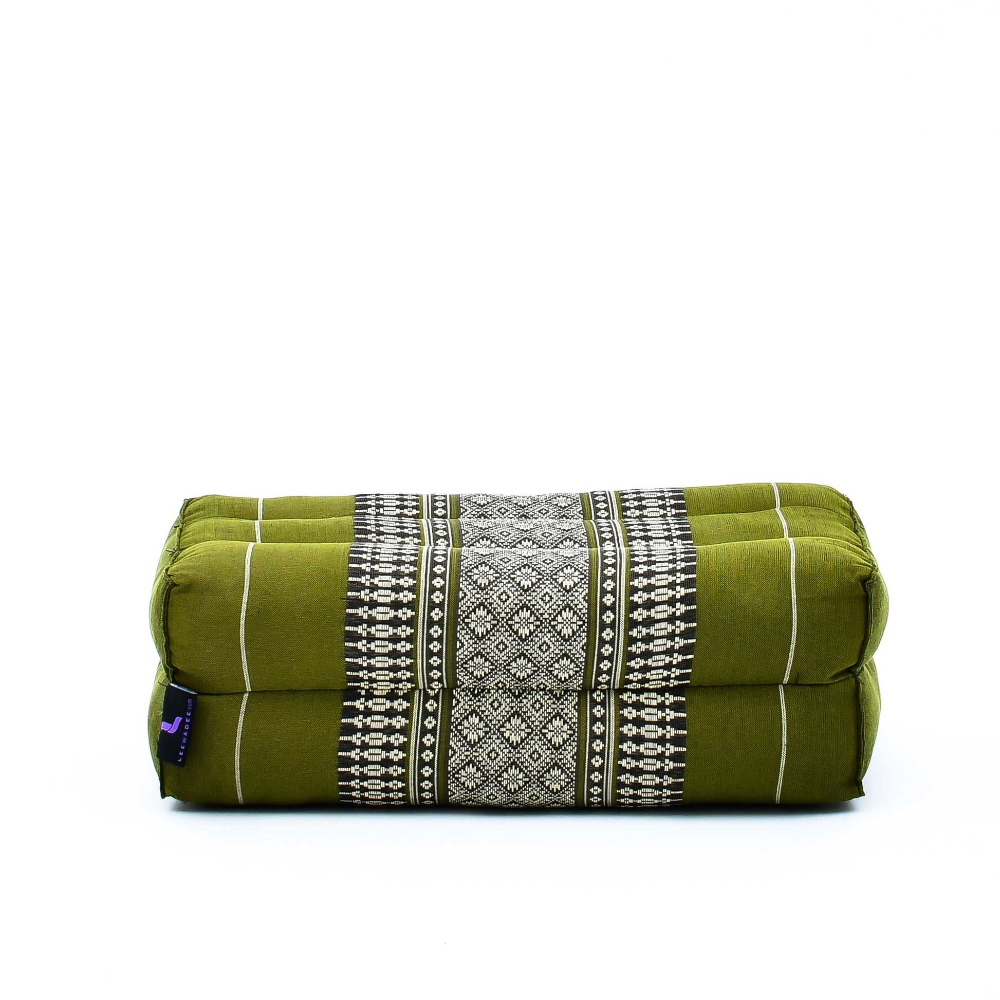 Kapok Yoga Block Cushions – 2-Piece Set of Firm Meditation & Yoga Cushions with Cotton Cover, Sf17 - Green