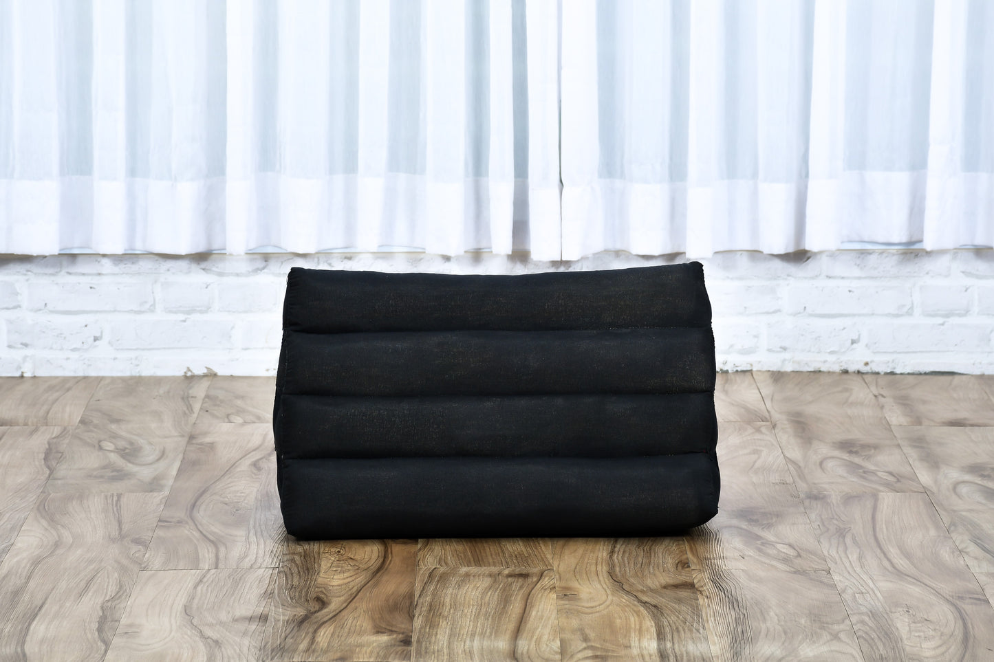 Triangular Kapok Backrest Cushion – Firm Thai Reading Pillow with Cotton Cover in Plain or Patterned Designs, Cl02 - Black, triangle cushion