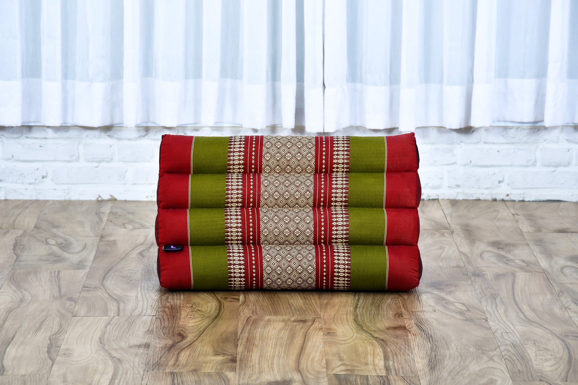 Triangular Kapok Backrest Cushion – Firm Thai Reading Pillow with Cotton Cover in Plain or Patterned Designs, Sf11 - Red, Green, triangle cushion